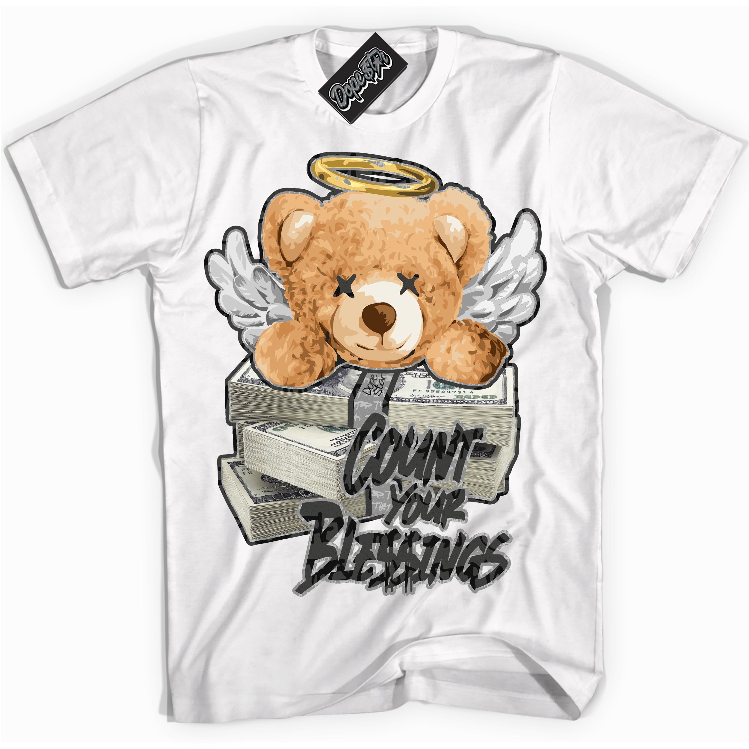 Cool White Shirt with “ Count Your Blessings ” design that perfectly matches Rebellionaire 1s Sneakers.