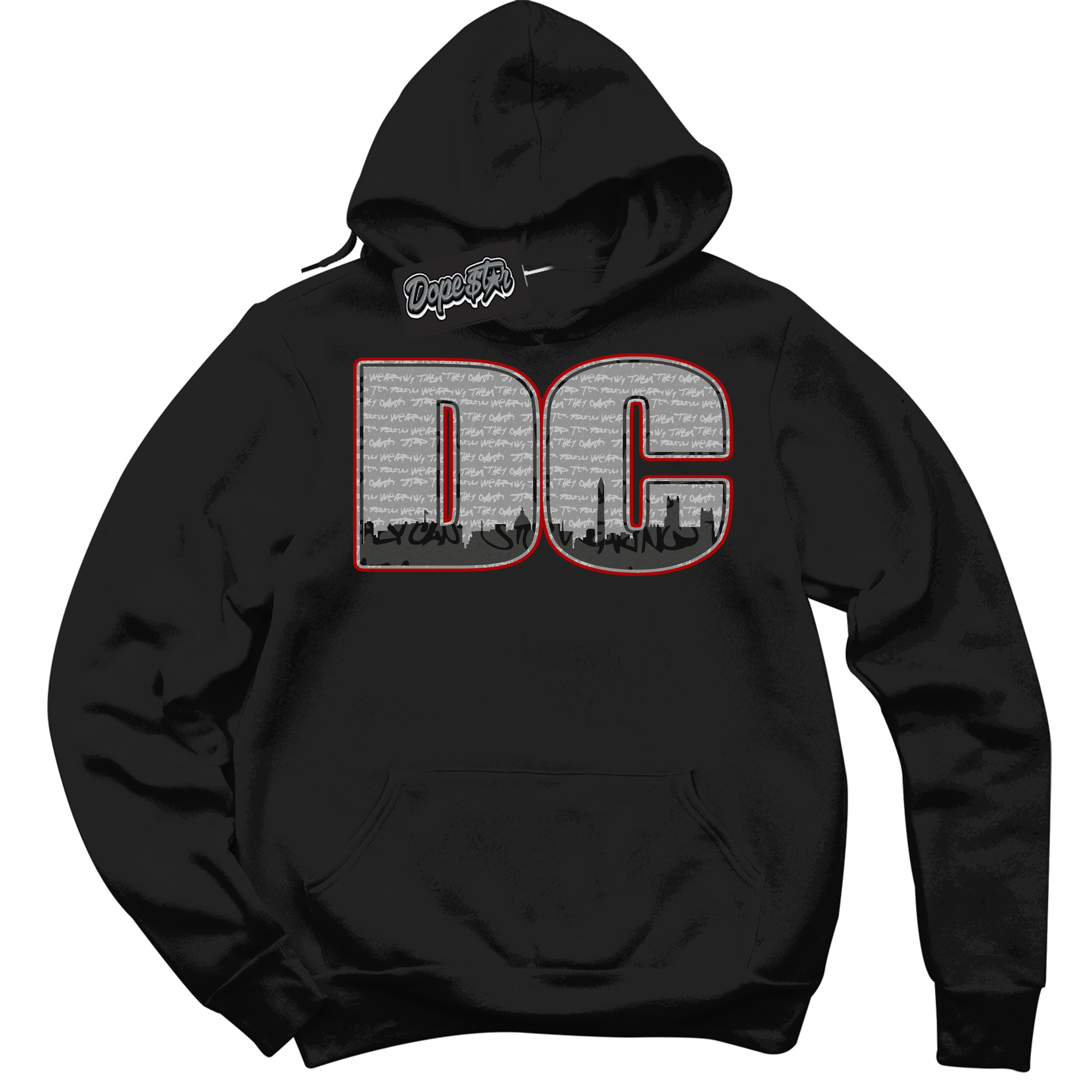 Cool Black Hoodie with “ DC ”  design that Perfectly Matches Rebellionaire 1s Sneakers.