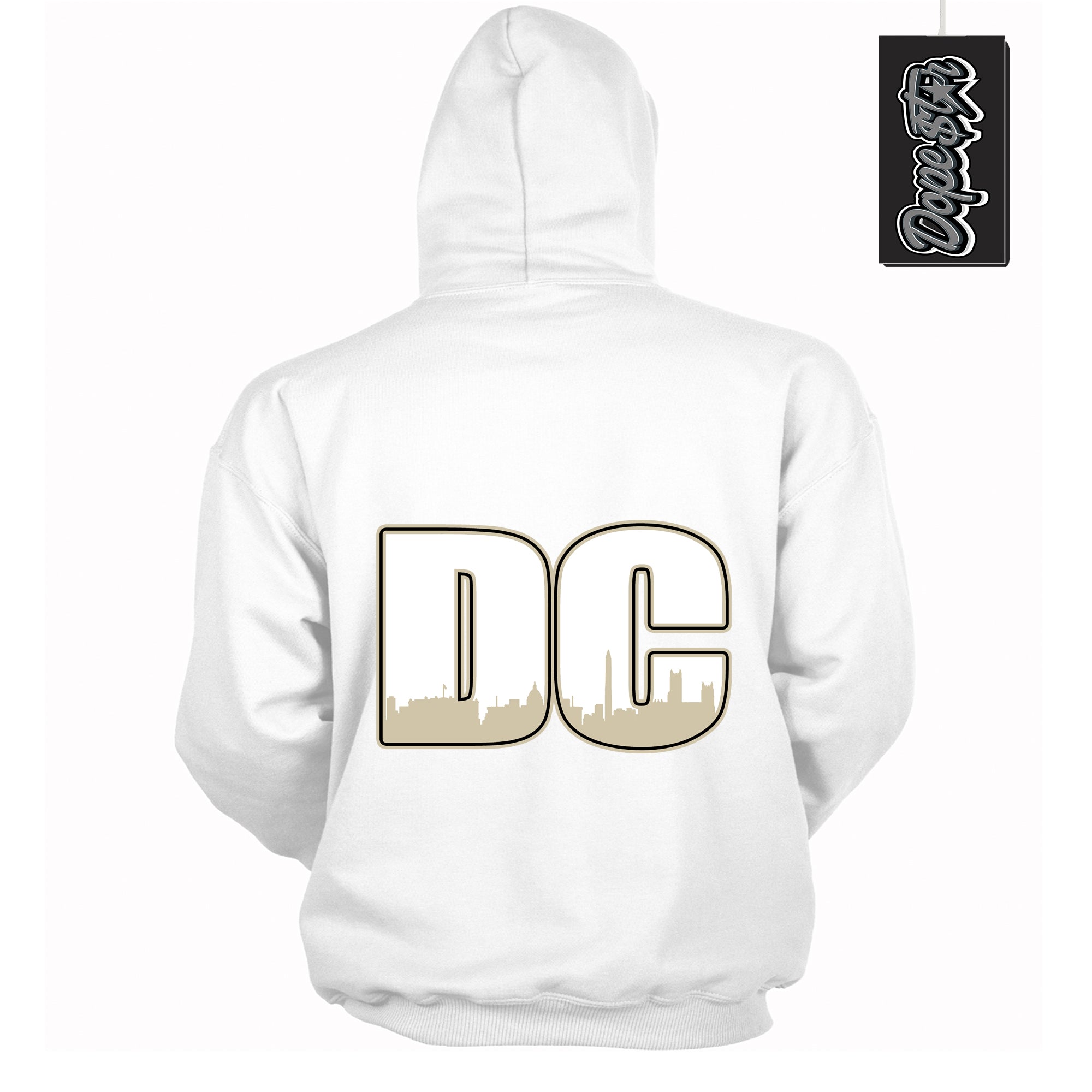 Cool White Hoodie with “ DC ”  design that Perfectly Matches Gratitude 11s Sneakers.