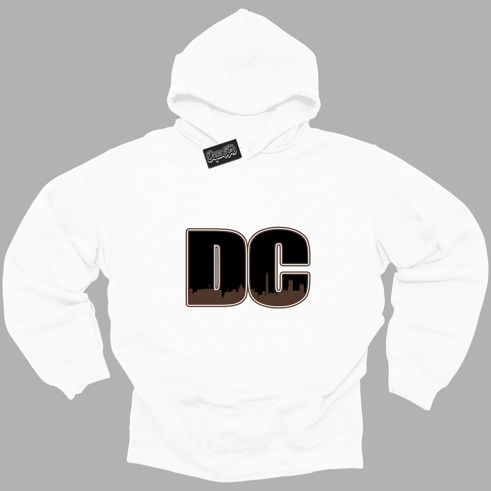 Cool White Graphic DopeStar Hoodie with “ DC “ print, that perfectly matches Palomino 1s sneakers
