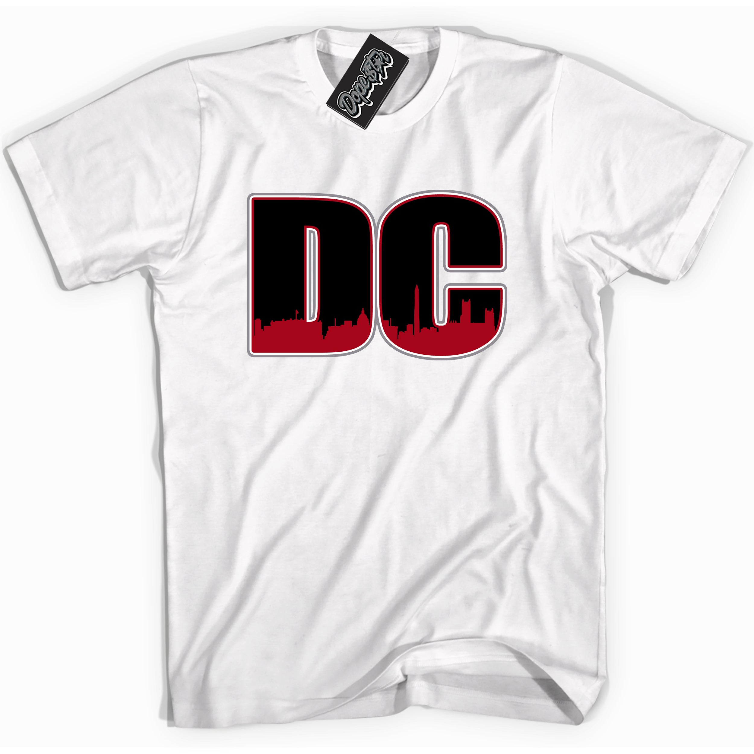 Cool White Shirt with “ DC” design that perfectly matches Bred Reimagined 4s Jordans.