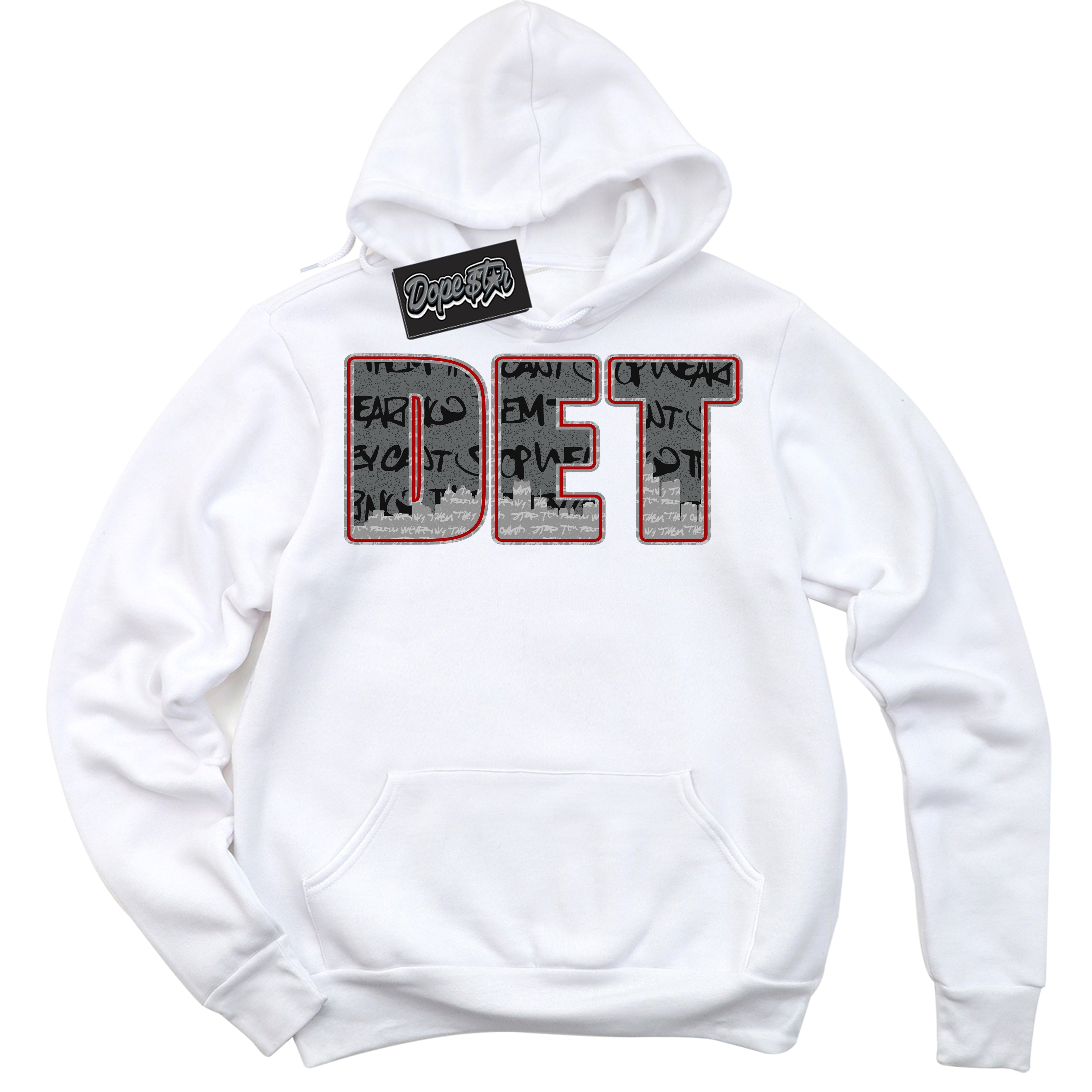 Cool White Hoodie with “ Detroit ”  design that Perfectly Matches Rebellionaire 1s Sneakers.