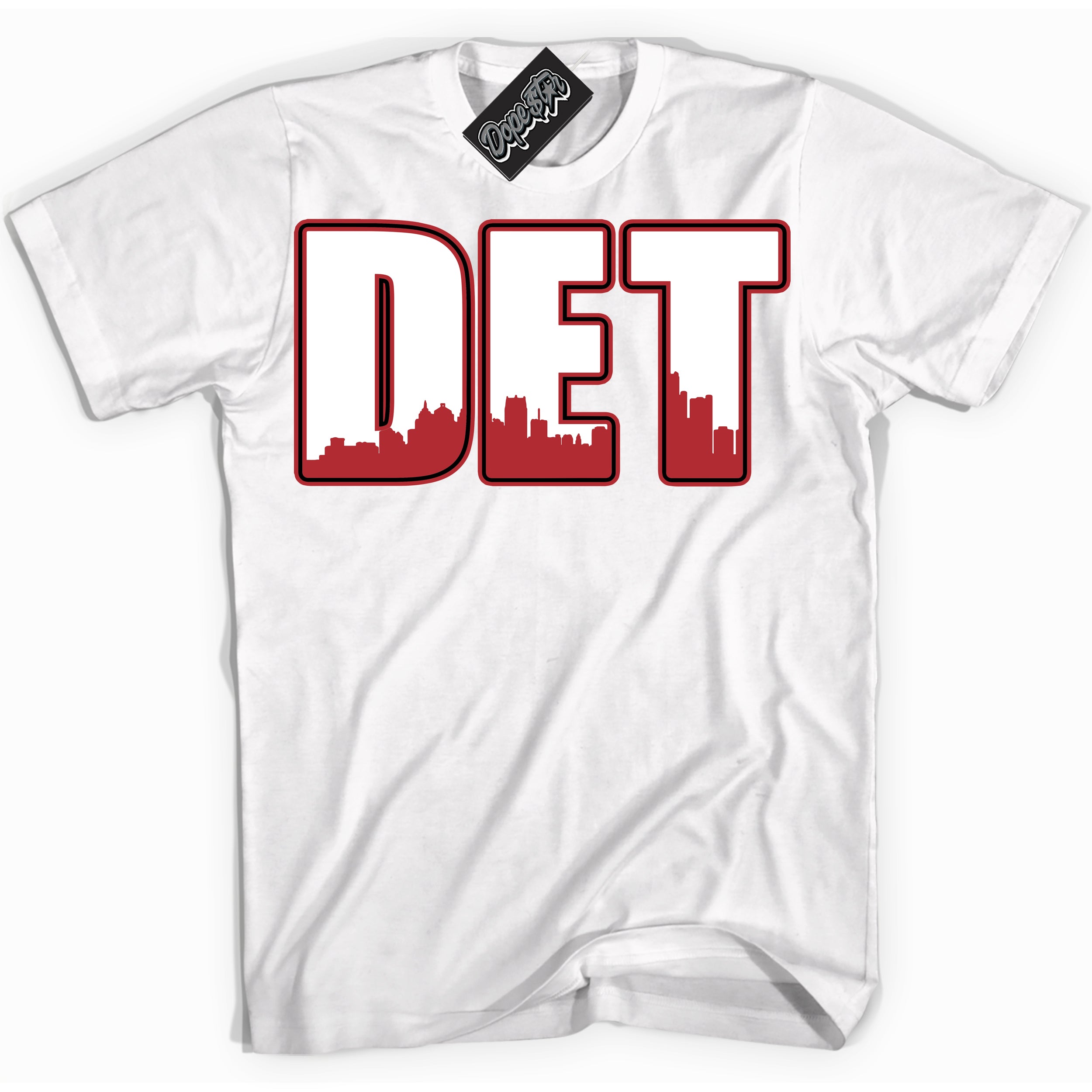 Cool White graphic tee with “ Detroit ” print, that perfectly matches Lost And Found 1s sneakers 