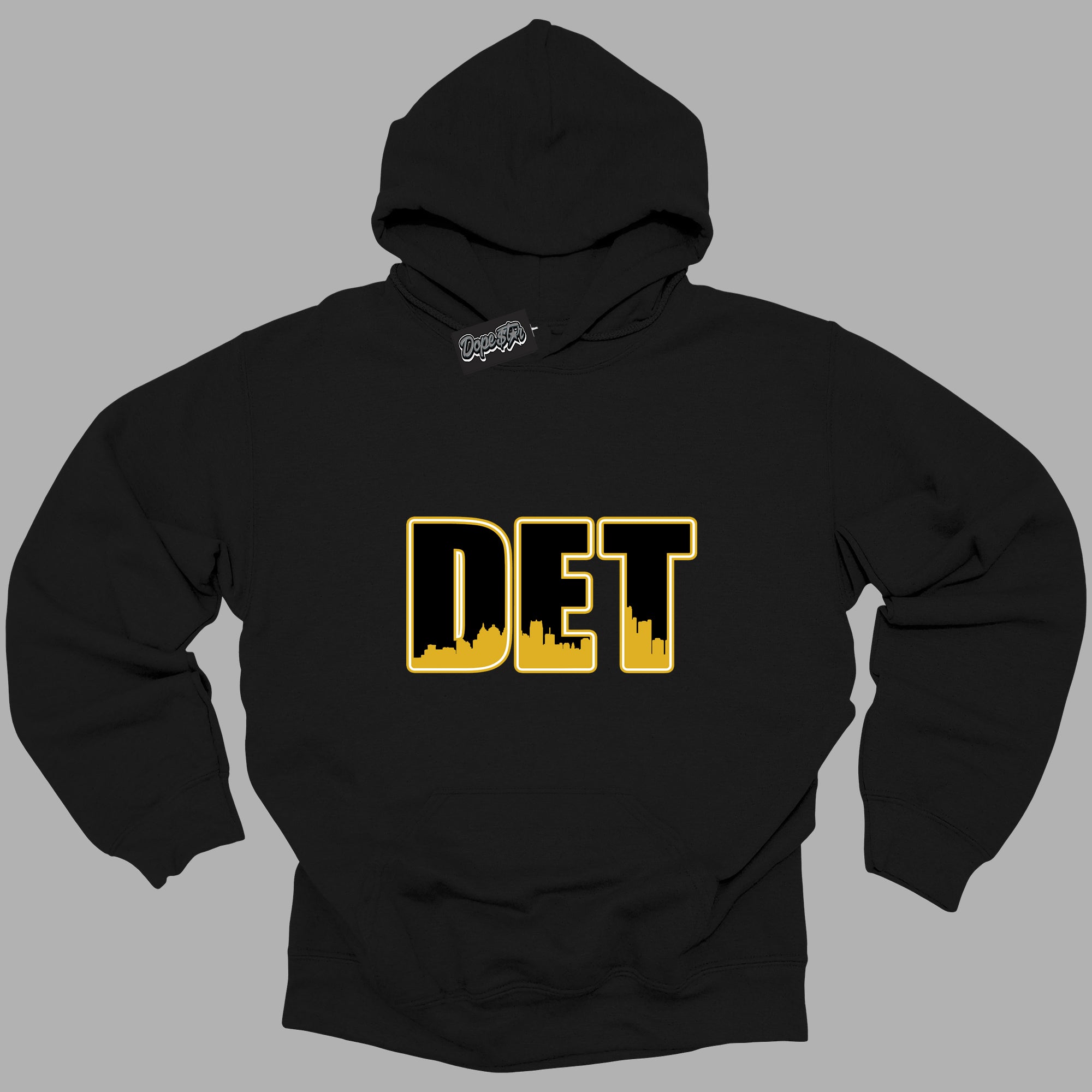 Cool Black Hoodie with “ Detroit ”  design that Perfectly Matches Yellow Ochre 6s Sneakers.
