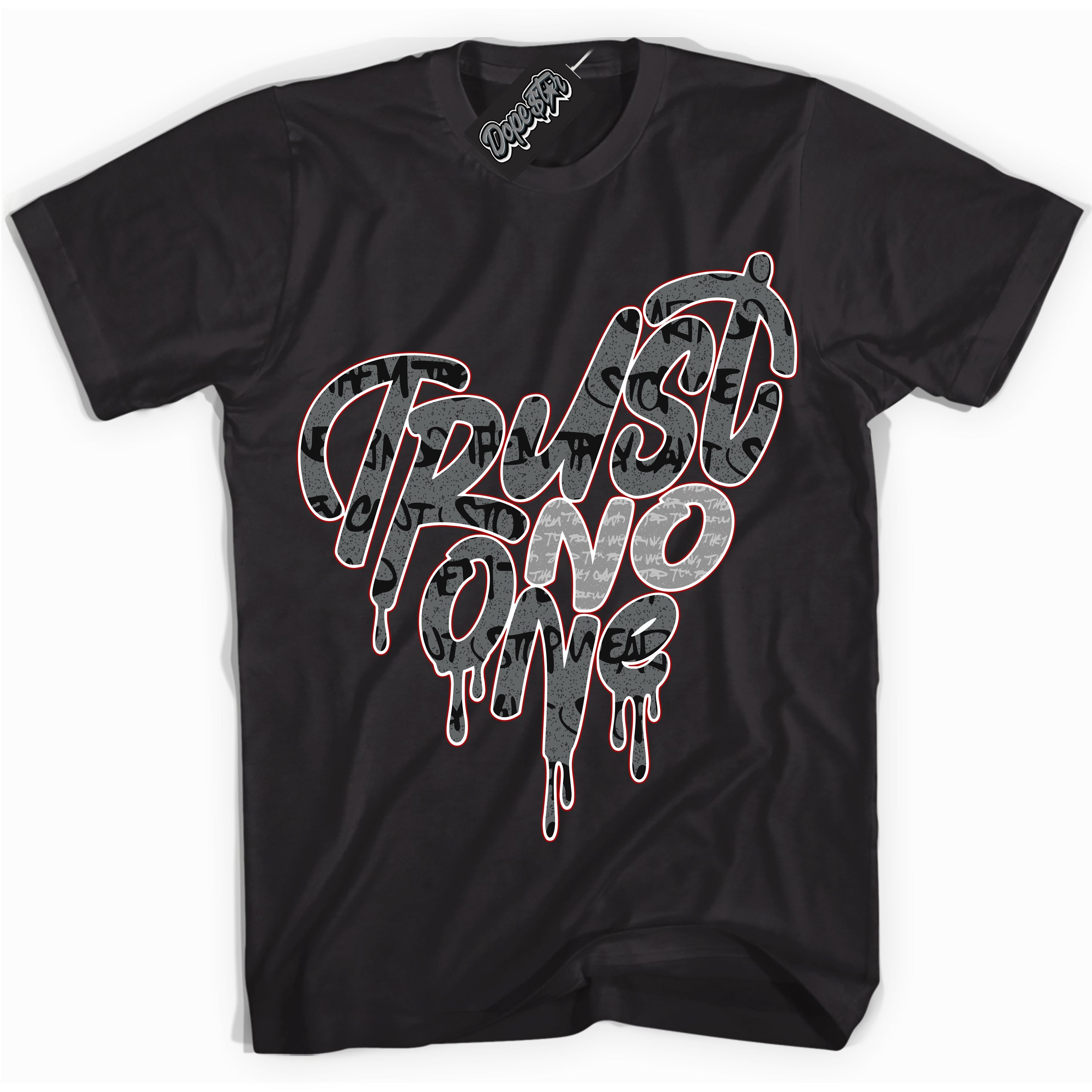 Cool Black Shirt with “ Trust No One Heart ” design that perfectly matches Rebellionaire 1s Sneakers.