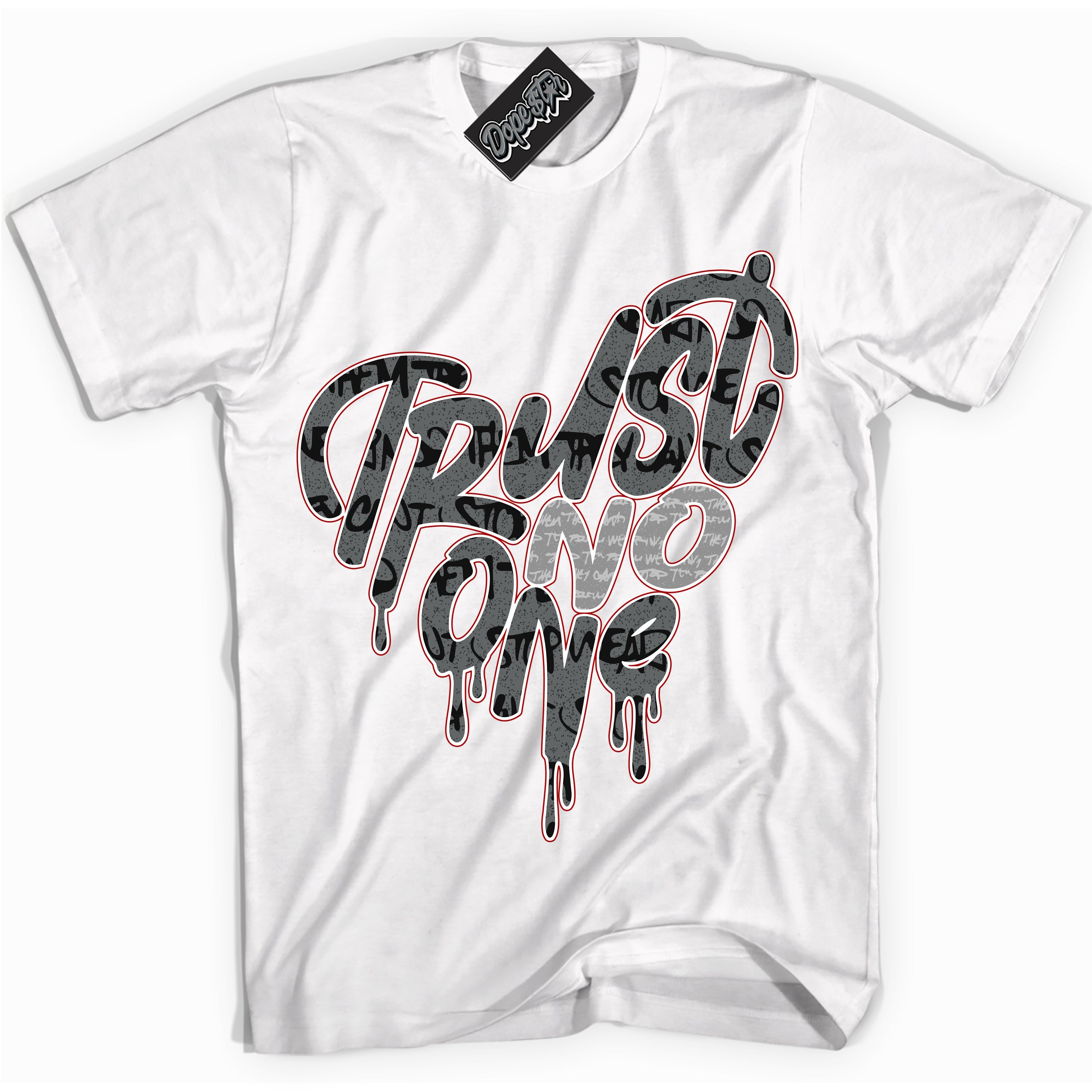Cool White Shirt with “ Trust No One Heart ” design that perfectly matches Rebellionaire 1s Sneakers.