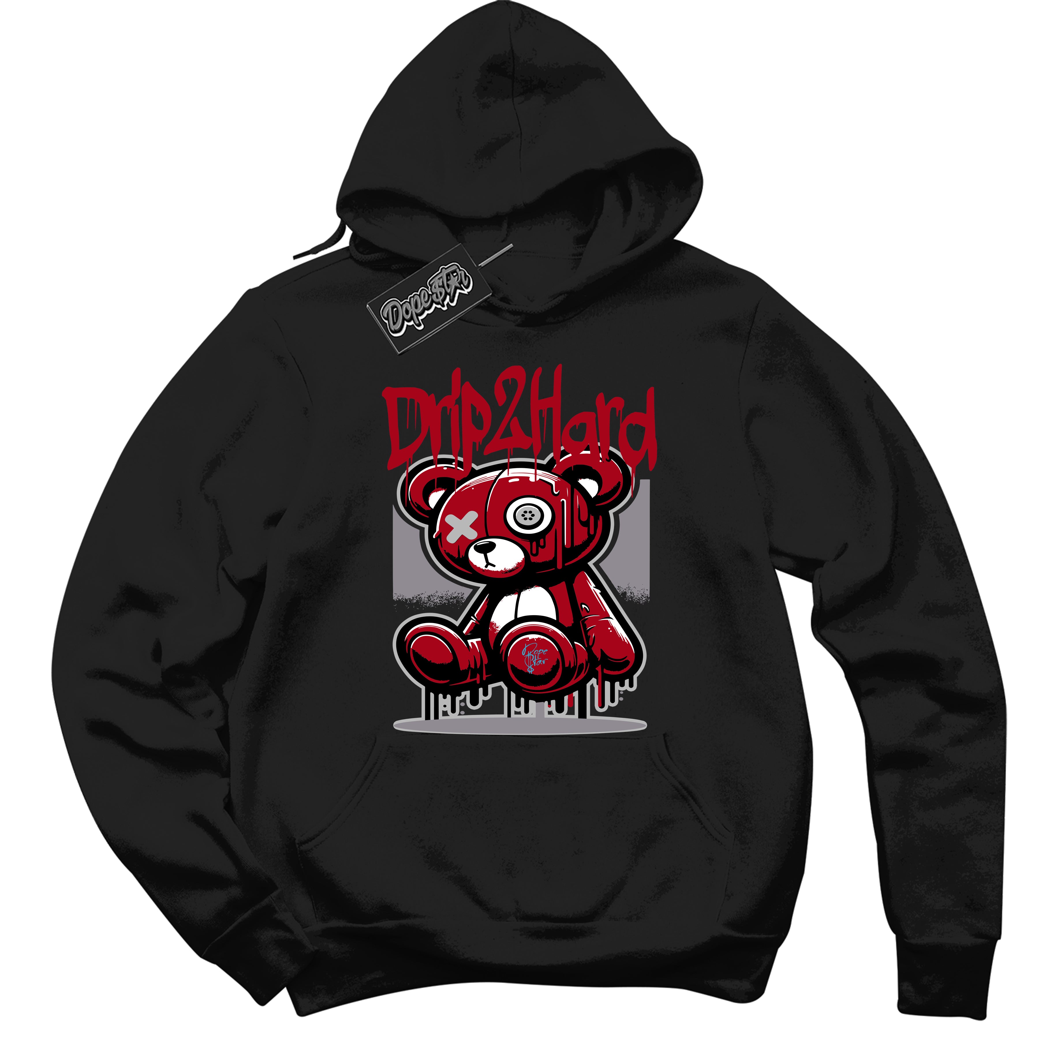 Cool Black Hoodie with “ Drip 2 Hard ”  design that Perfectly Matches  Bred Reimagined 4s Jordans.