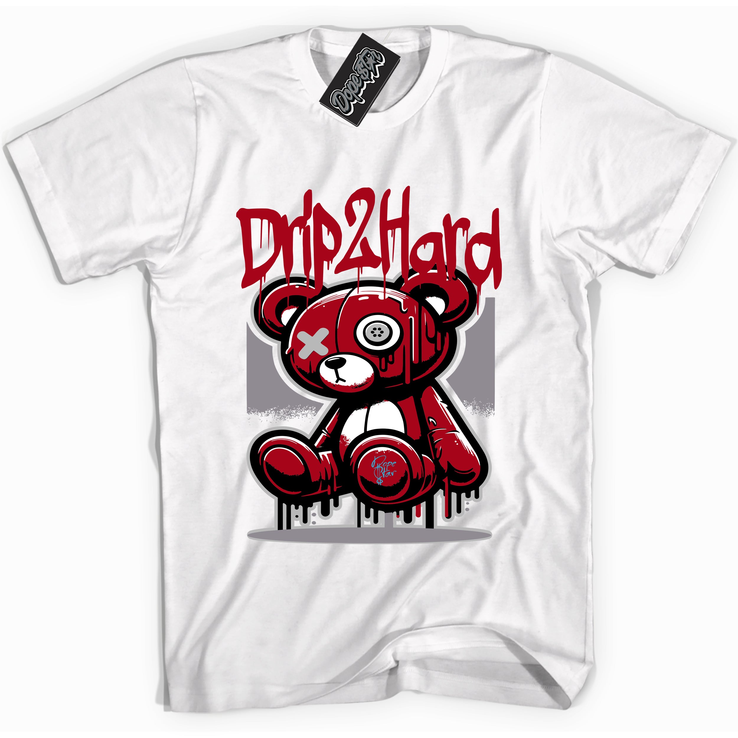 Cool White Shirt with “ Drip 2 Hard” design that perfectly matches Bred Reimagined 4s Jordans.