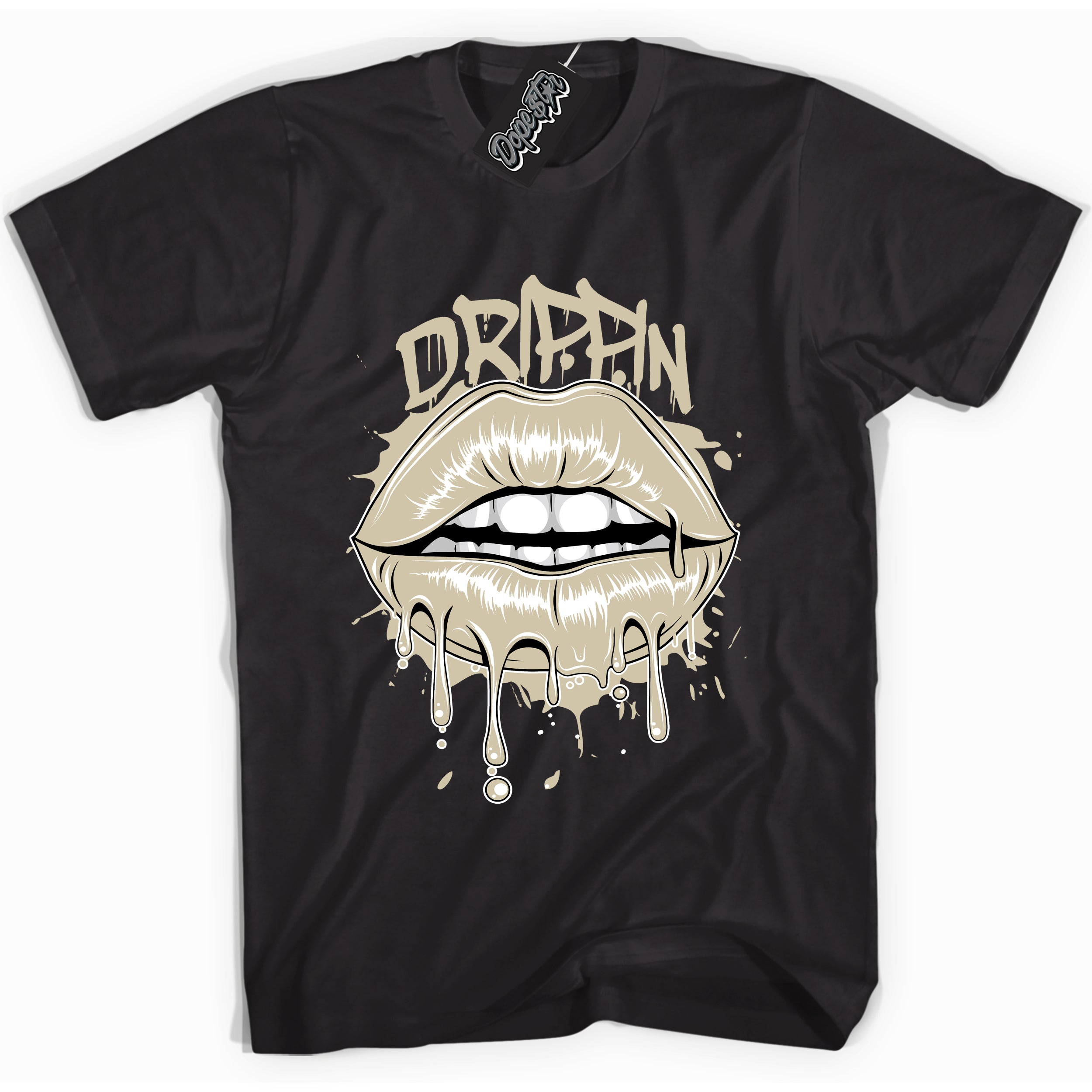 Cool Black graphic tee with “ Drippin Lips  ” print, that perfectly matches GRATITUDE 11s  sneakers 