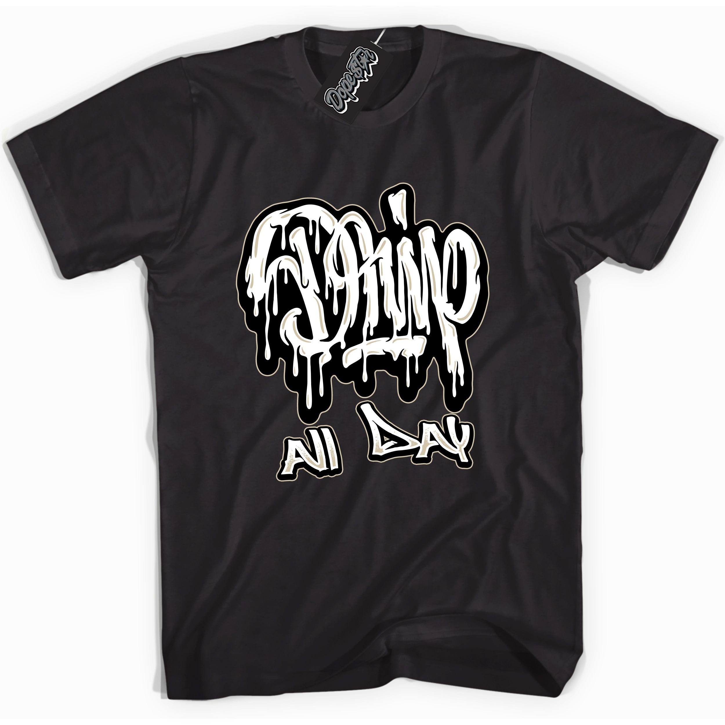 Cool Black graphic tee with “ Drip All Day  ” print, that perfectly matches GRATITUDE 11s  sneakers 