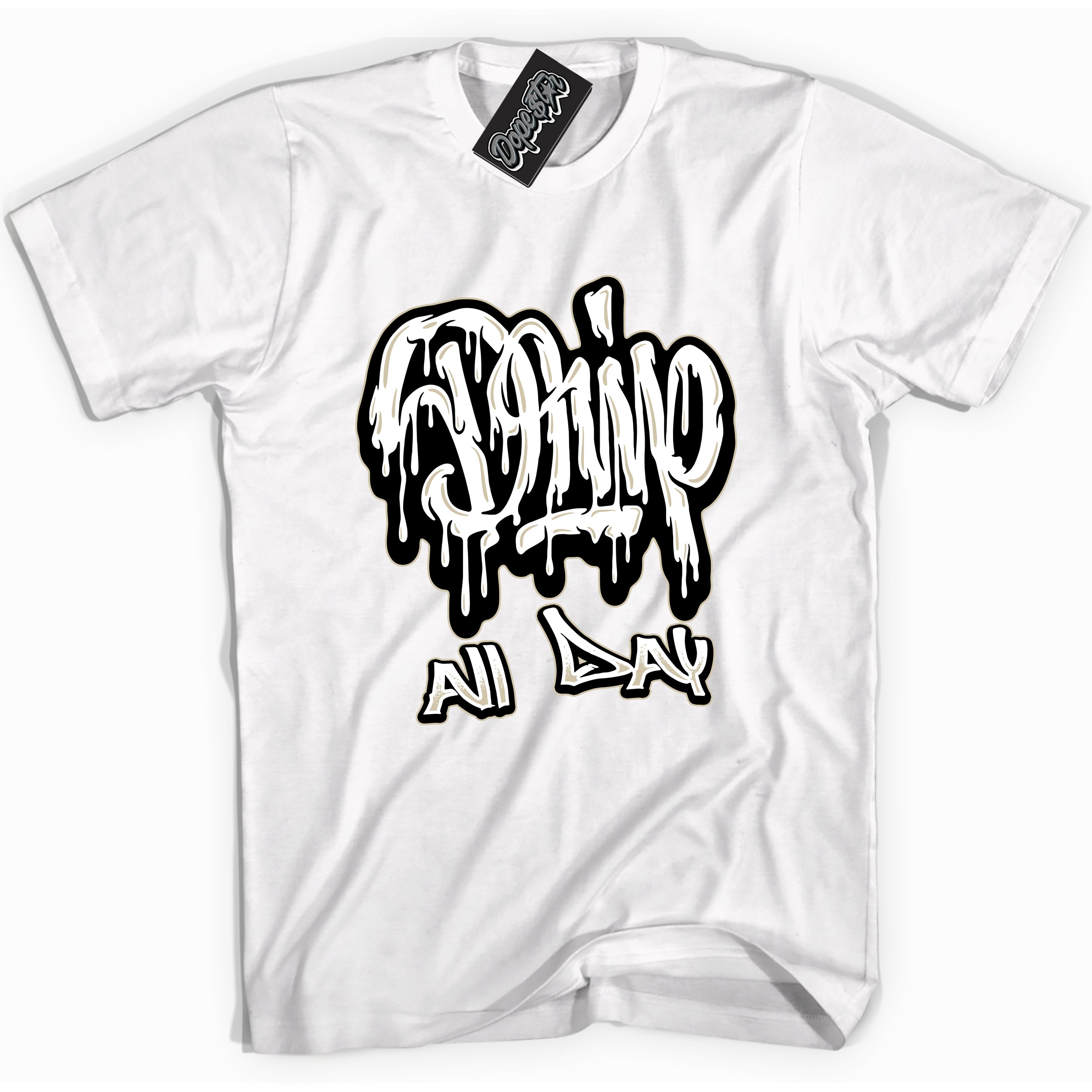 Cool White graphic tee with “ Drip All Day ” print, that perfectly matches GRATITUDE 11s  sneakers