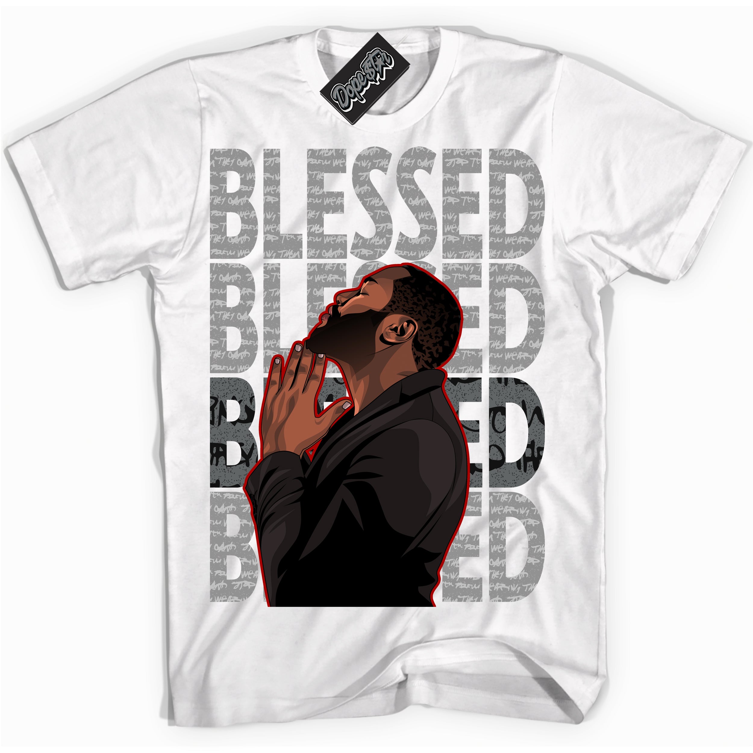 Cool White Shirt with “ God Blessed ” design that perfectly matches Rebellionaire 1s Sneakers.