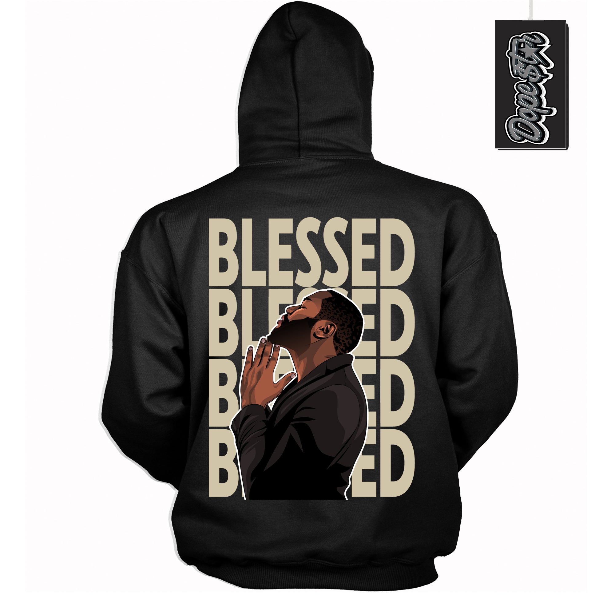 Cool Black Hoodie with “ God Blessed ”  design that Perfectly Matches  Gratitude 11s Sneakers.