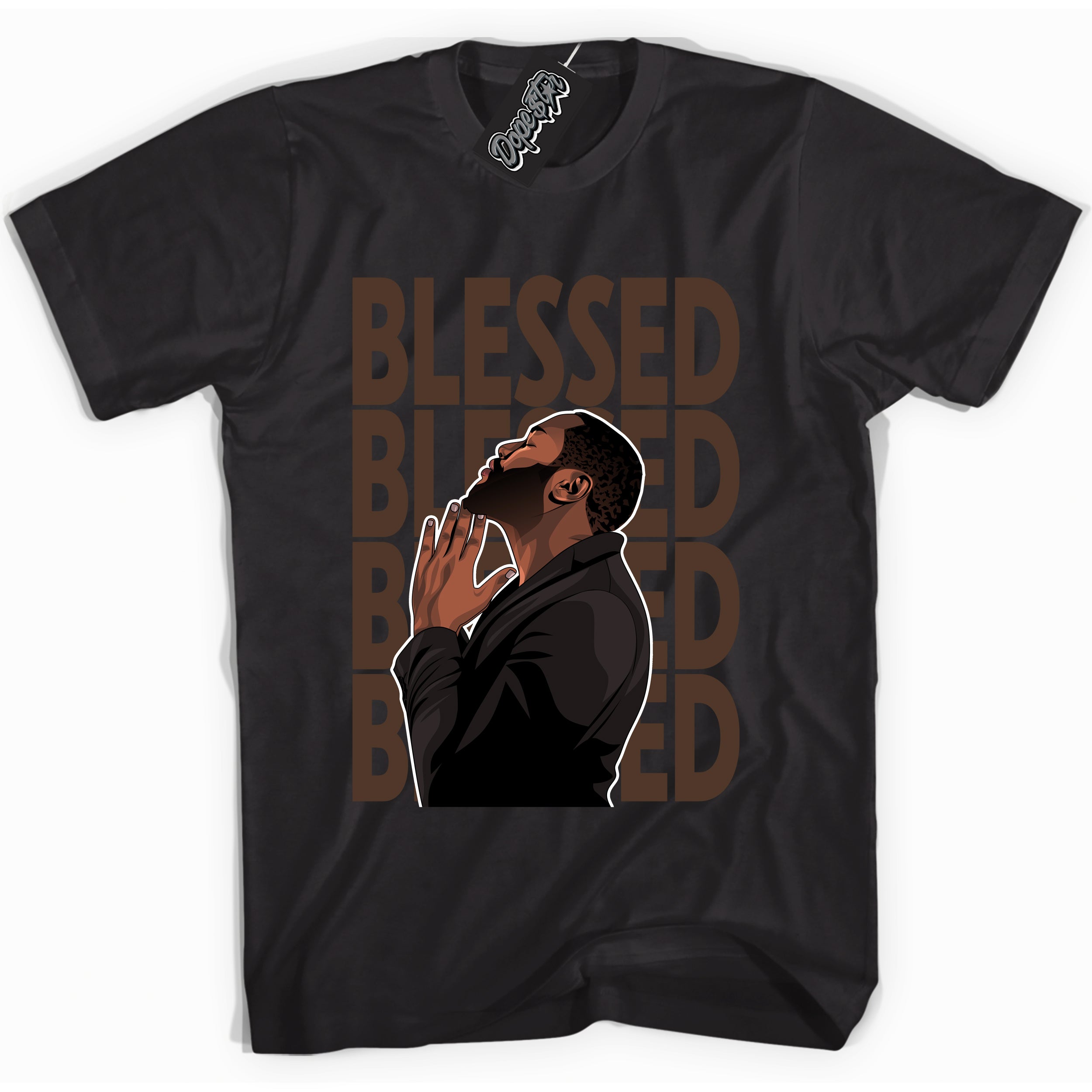 Cool Black graphic tee with “ God Blessed ” design, that perfectly matches Palomino 1s sneakers 