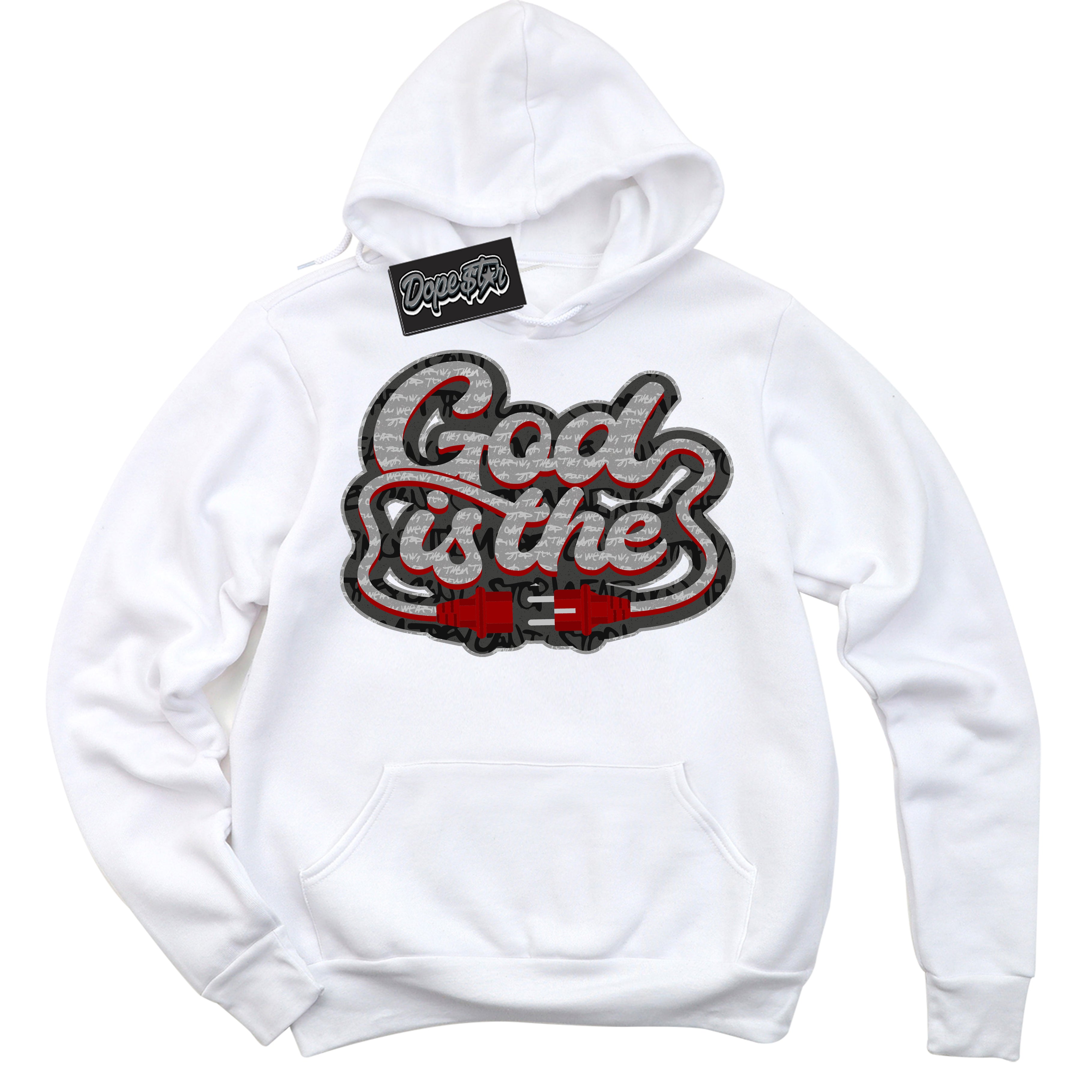 Cool White Hoodie with “ God Is The ”  design that Perfectly Matches Rebellionaire 1s Sneakers.