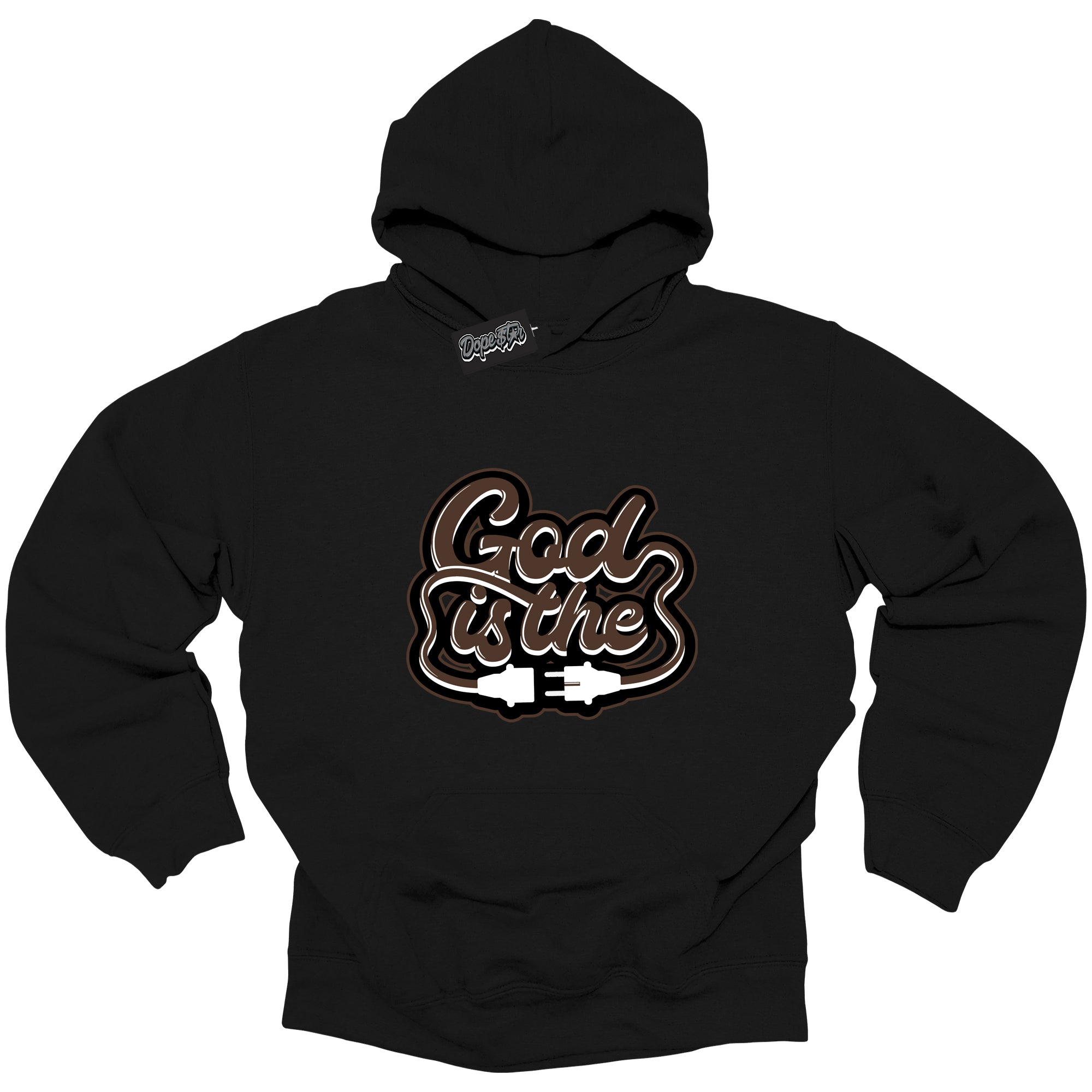 Cool Black Graphic DopeStar Hoodie with “ God Is The “ print, that perfectly matches Palomino 1s sneakers