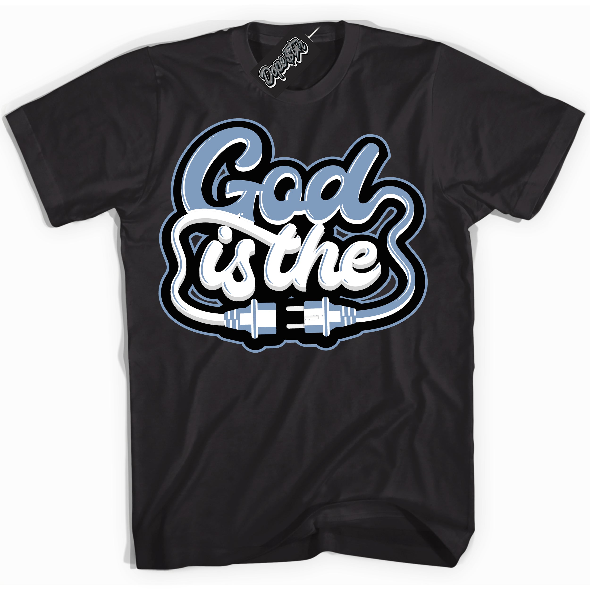 Cool Black Shirt with “ God Is The” design that perfectly matches Reverse Oreo 6s Sneakers.