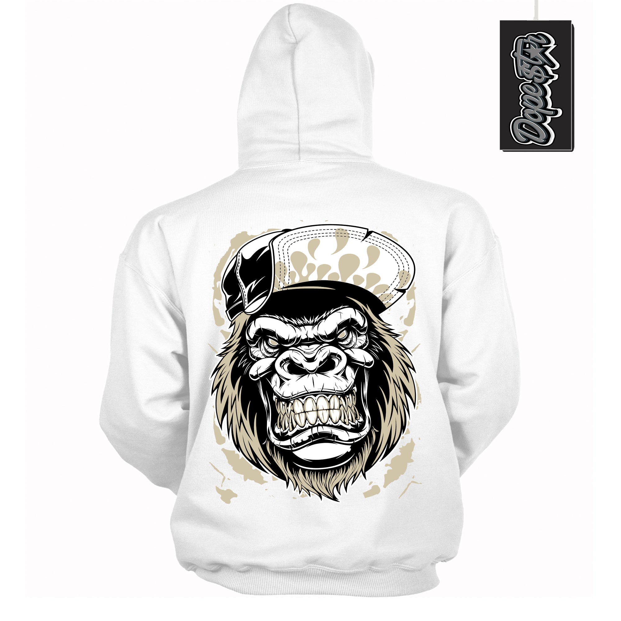 Cool White Hoodie with “ Gorilla Beast ”  design that Perfectly Matches Gratitude 11s Sneakers.