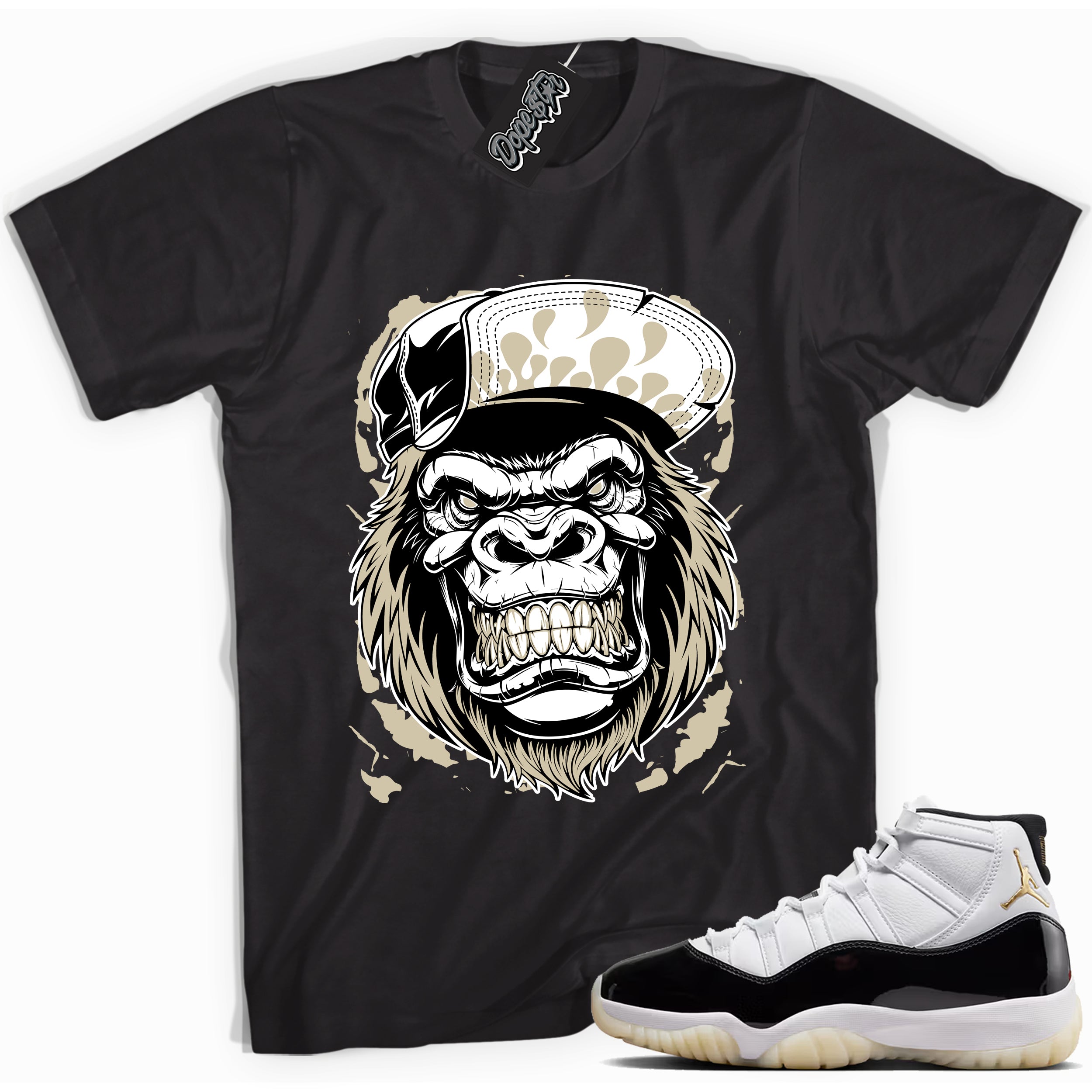 Cool Black graphic tee with “ Gorilla Beast ” print, that perfectly matches AIR JORDAN 11 GRATITUDE  sneakers 