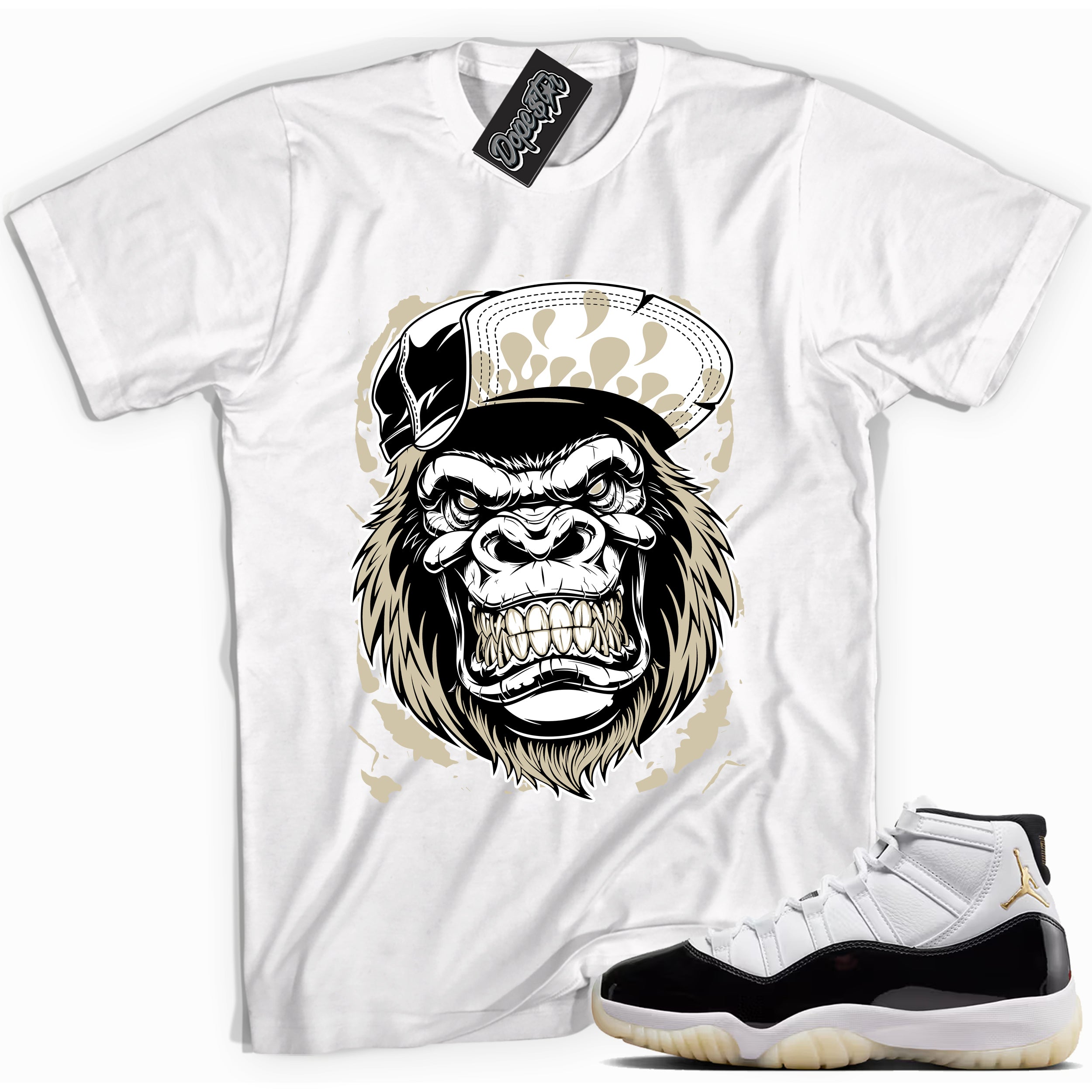 Cool White graphic tee with “ Gorilla Beast ” print, that perfectly matches AIR JORDAN 11 GRATITUDE   sneakers 