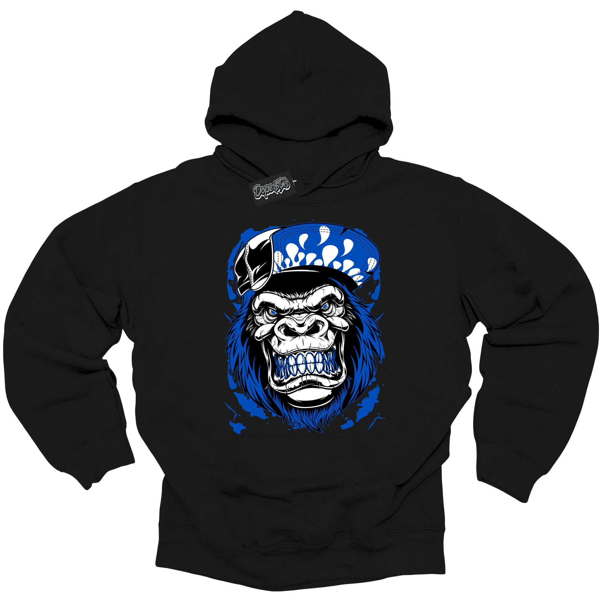 Cool Black Hoodie with “ Gorilla Beast ”  design that Perfectly Matches  Royal Reimagined 1s Sneakers.