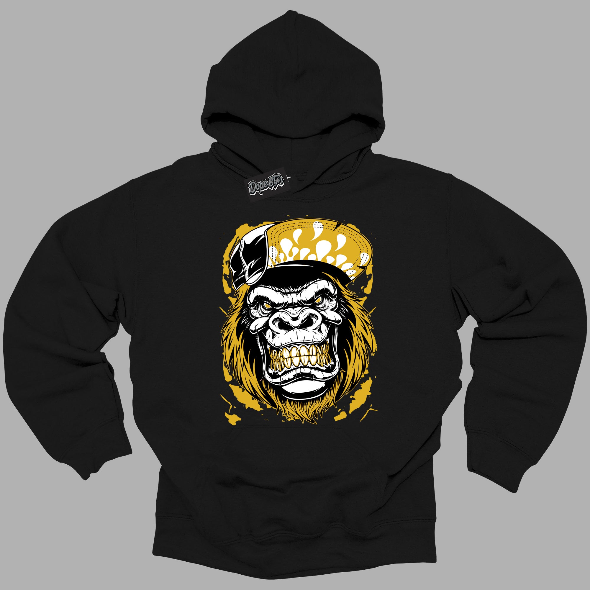 Cool Black Hoodie with “ Gorilla Beast ”  design that Perfectly Matches Yellow Ochre 6s Sneakers.