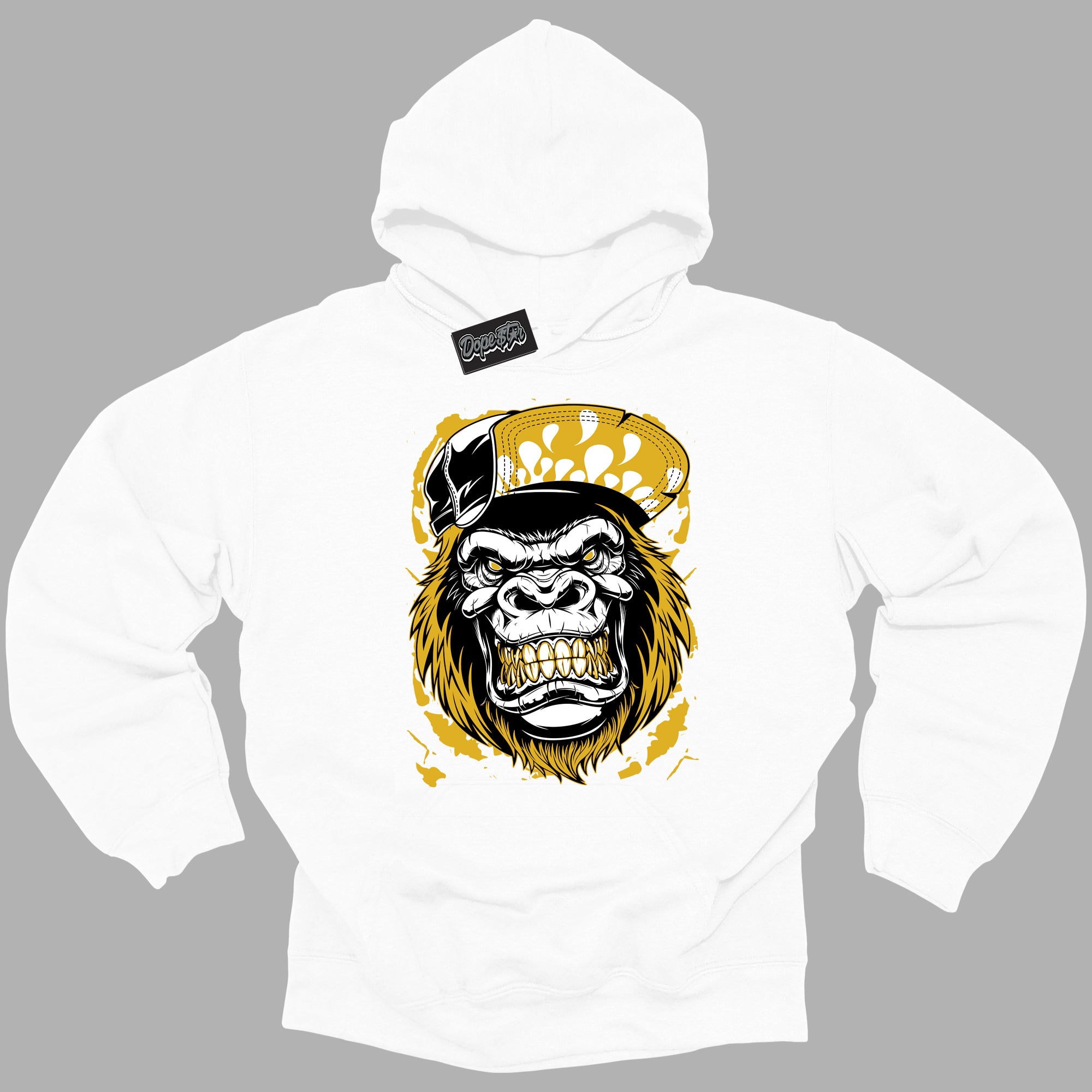 Cool White Hoodie with “ Gorilla Beast ”  design that Perfectly Matches Yellow Ochre 6s Sneakers.