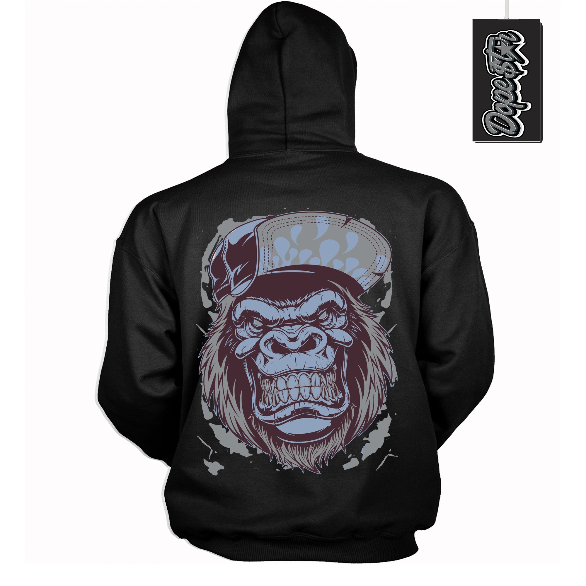 Cool Black Hoodie with “ Gorilla Beast ”  design that Perfectly Matches Burgundy 5s Sneakers.