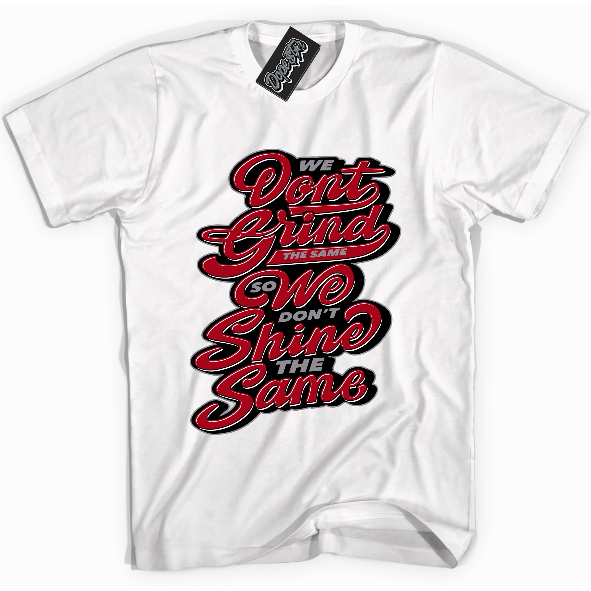 Cool White Shirt with “ Grind Shine” design that perfectly matches Bred Reimagined 4s Jordans.