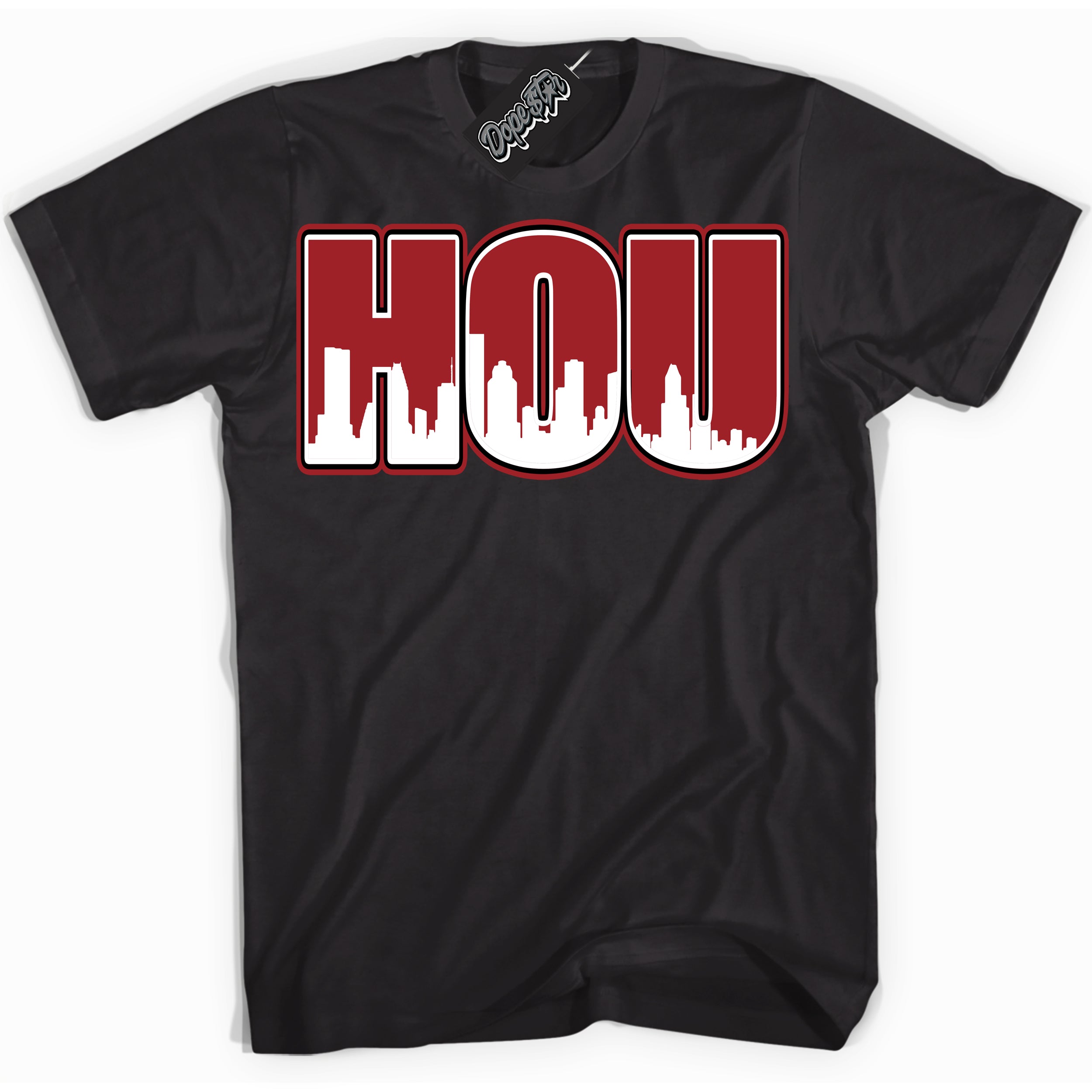 Cool Black graphic tee with “ Houston ” print, that perfectly matches Lost And Found 1s sneakers 