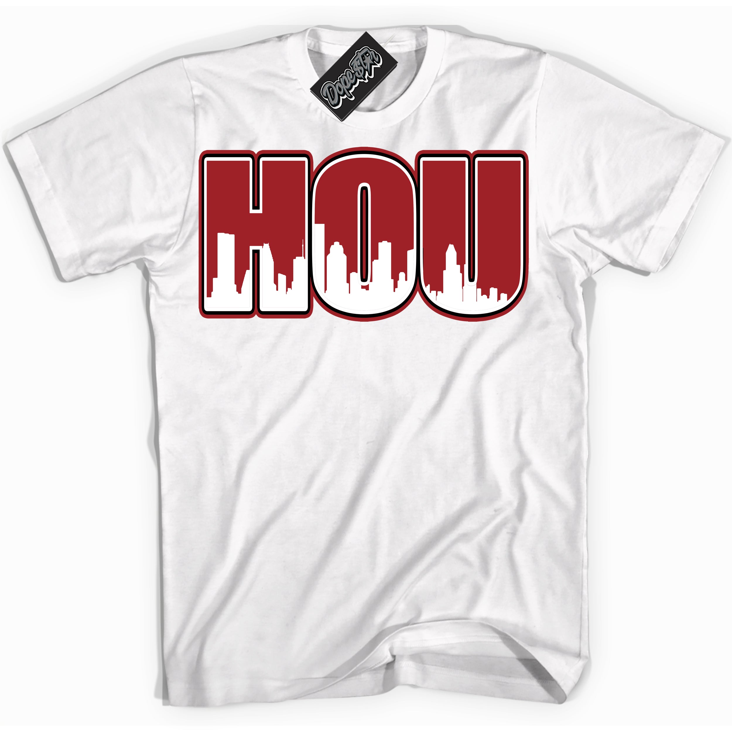 Cool White graphic tee with “ Houston ” print, that perfectly matches Lost And Found 1s sneakers 
