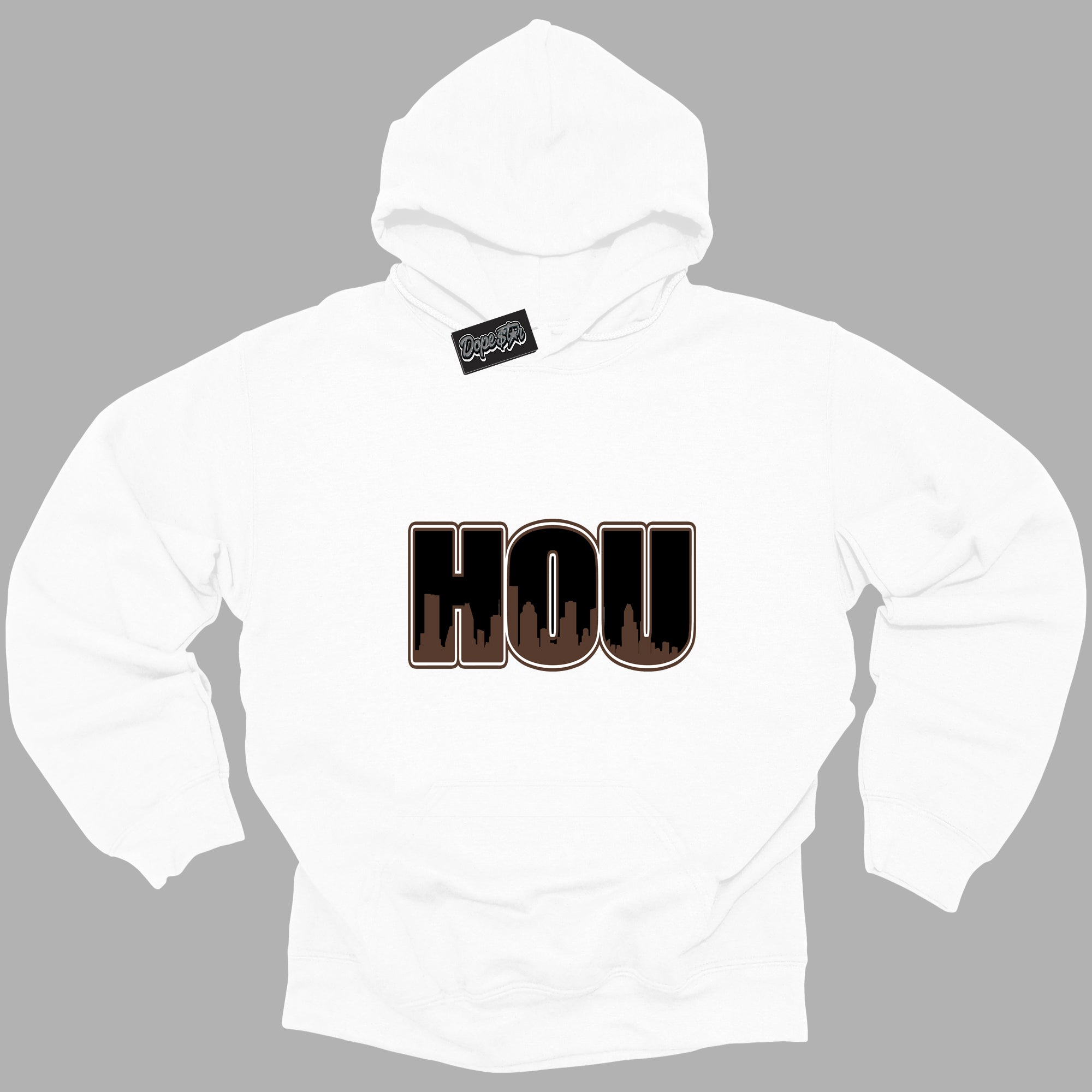 Cool White Graphic DopeStar Hoodie with “ Houston “ print, that perfectly matches Palomino 1s sneakers