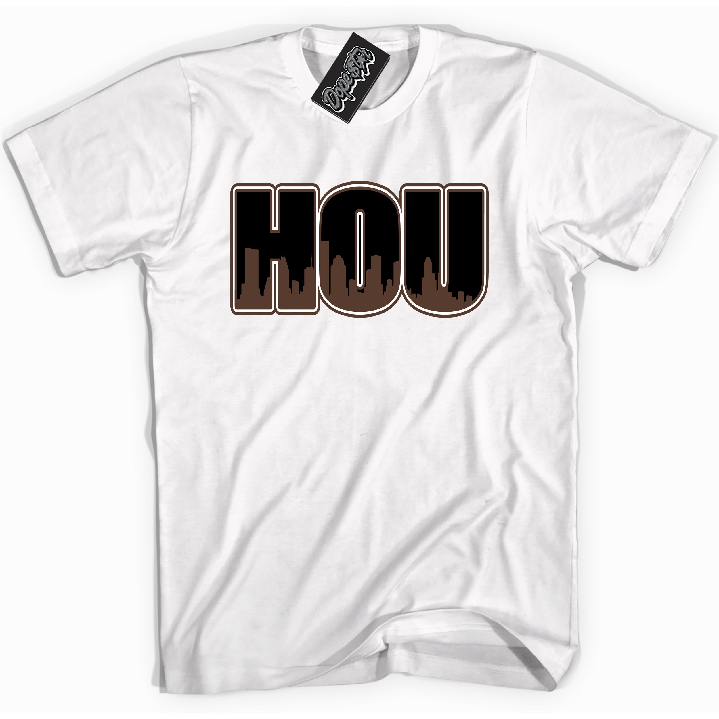 Cool White graphic tee with “ Houston ” design, that perfectly matches Palomino 1s sneakers 