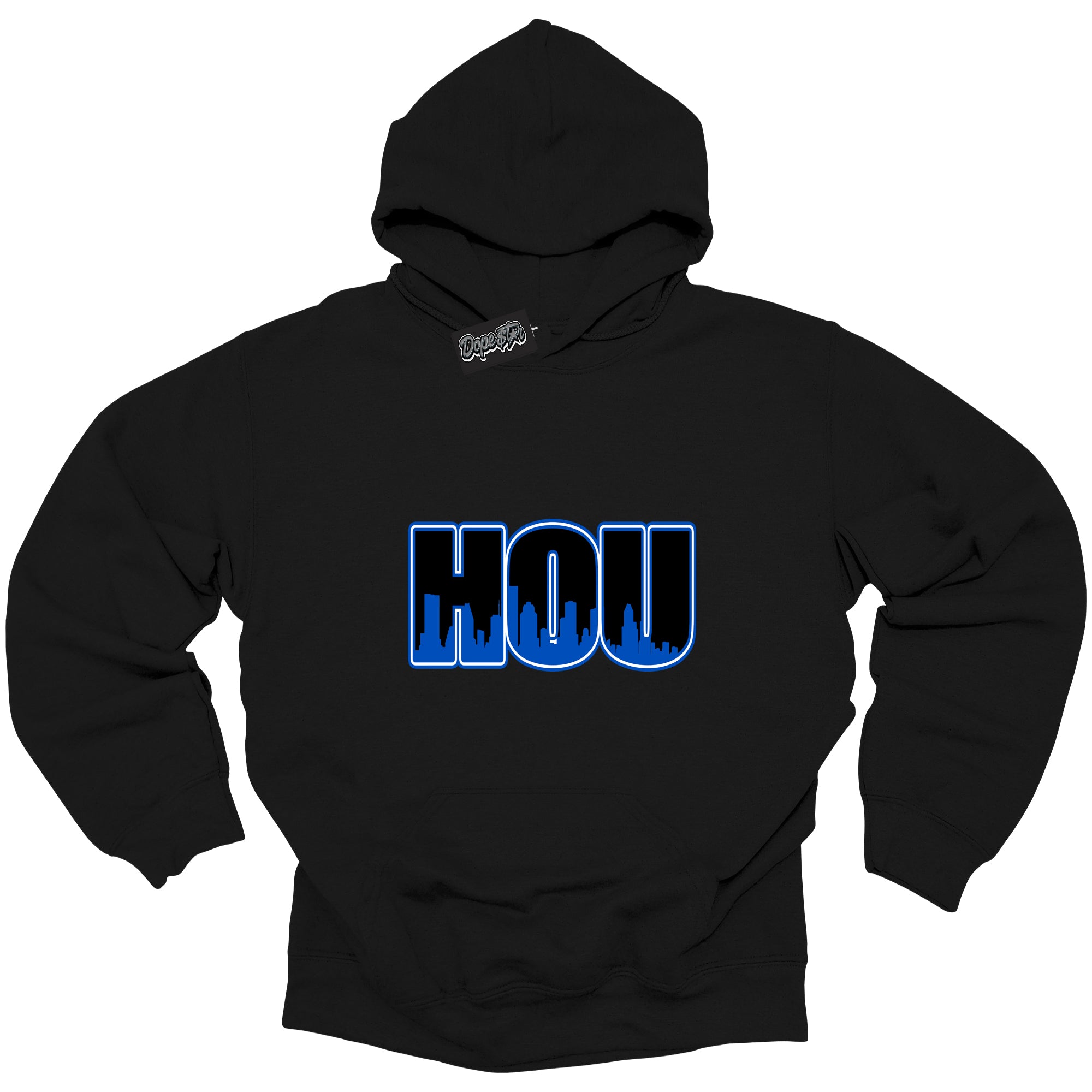 Cool Black Hoodie with “ Houston ”  design that Perfectly Matches  Royal Reimagined 1s Sneakers.