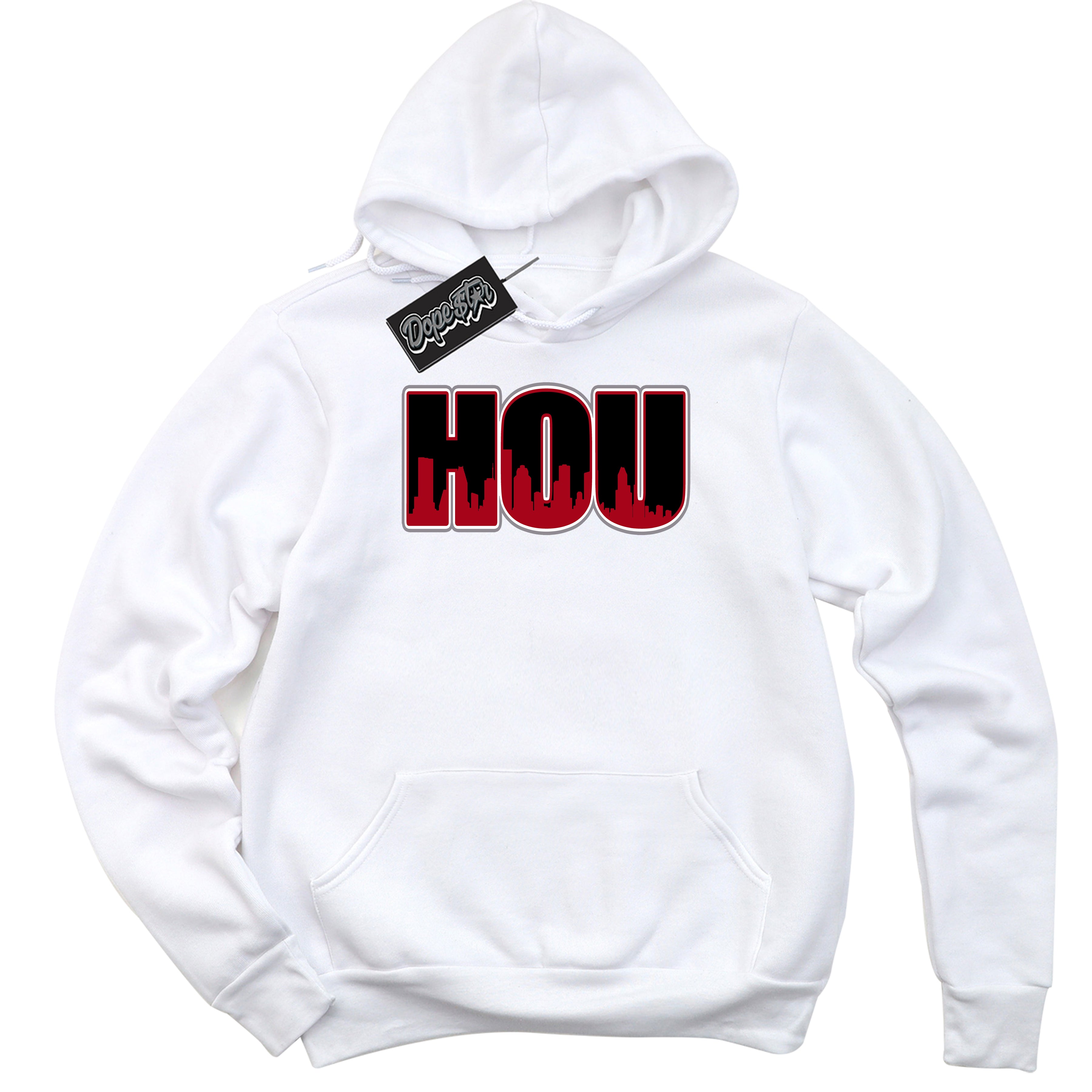 Cool White Hoodie with “ Houston ”  design that Perfectly Matches Bred Reimagined 4s Jordans.