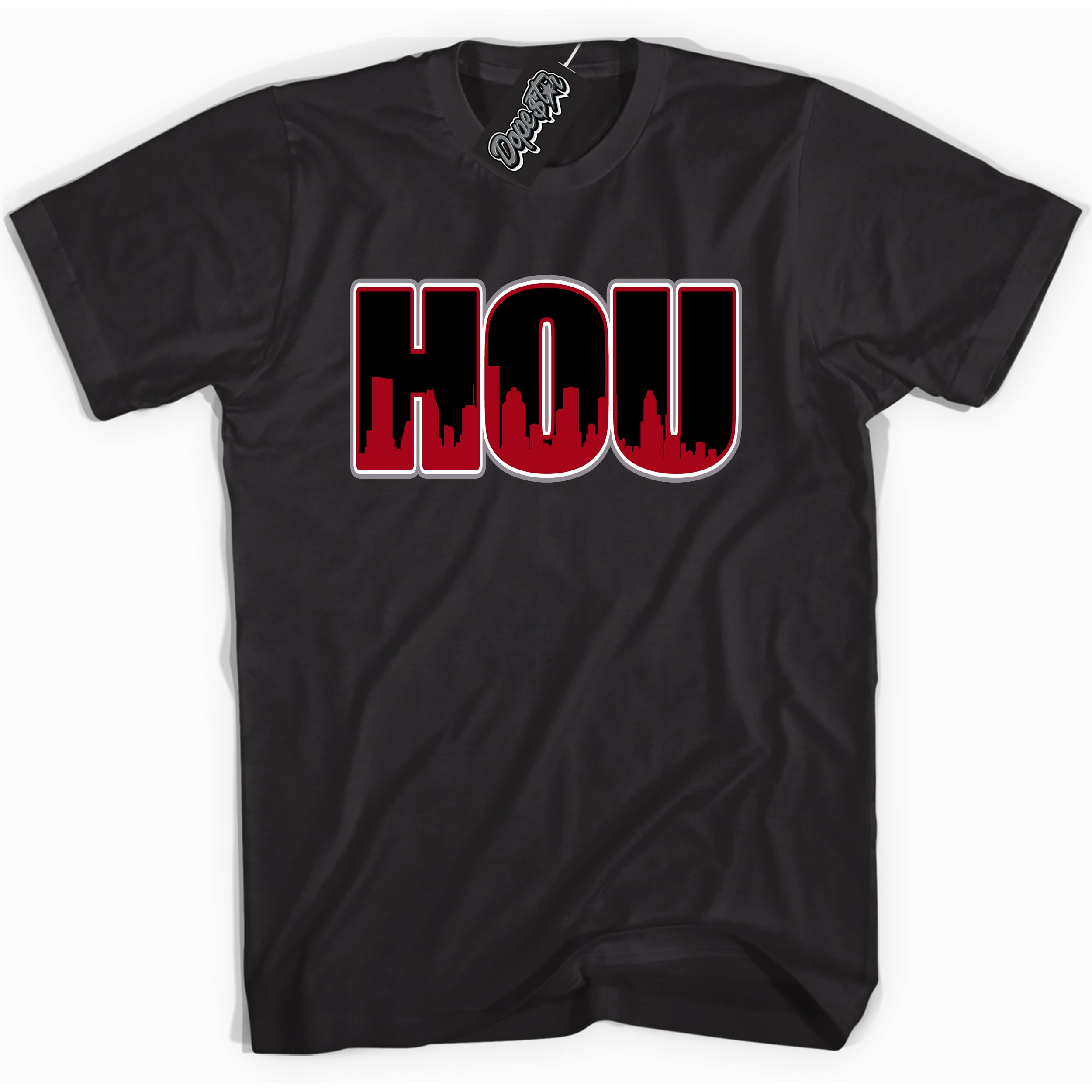 Cool Black Shirt with “ Houston” design that perfectly matches Bred Reimagined 4s Jordans.