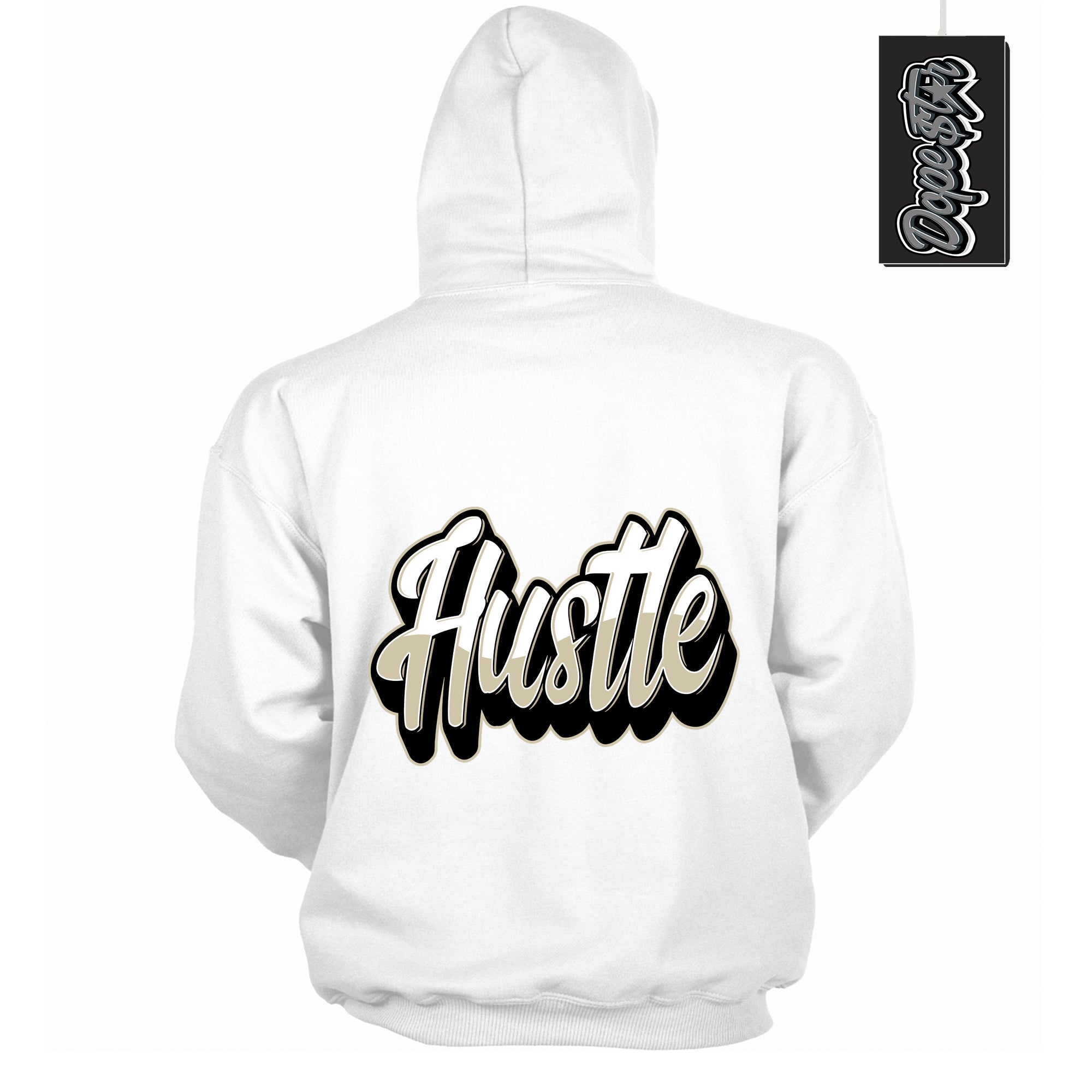 Cool White Hoodie with “ Hustle ”  design that Perfectly Matches Gratitude 11s Sneakers.