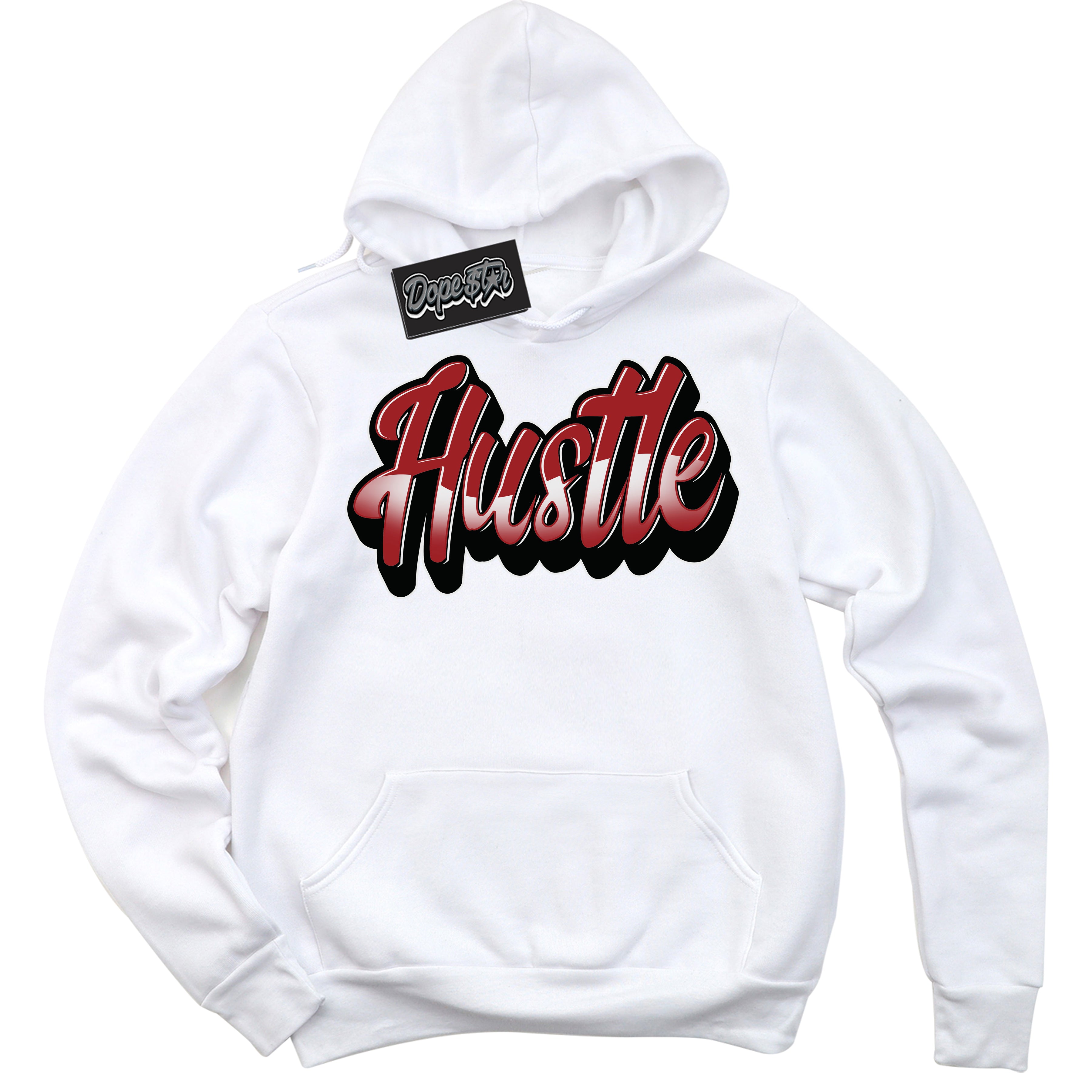 Cool White Hoodie With “ Hustle “  Design That Perfectly Matches Lost And Found 1s Sneakers.