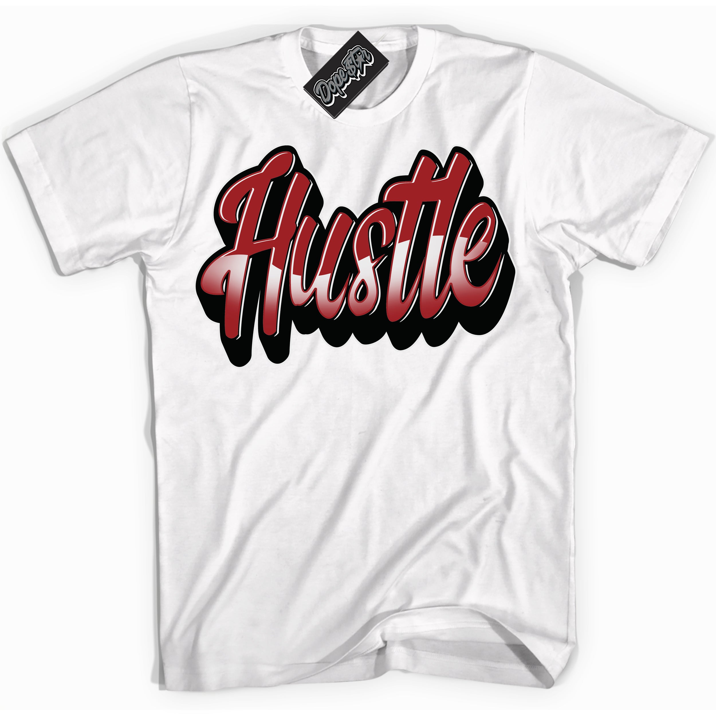 Cool White graphic tee with “ Hustle 2 ” print, that perfectly matches Lost And Found 1s sneakers 