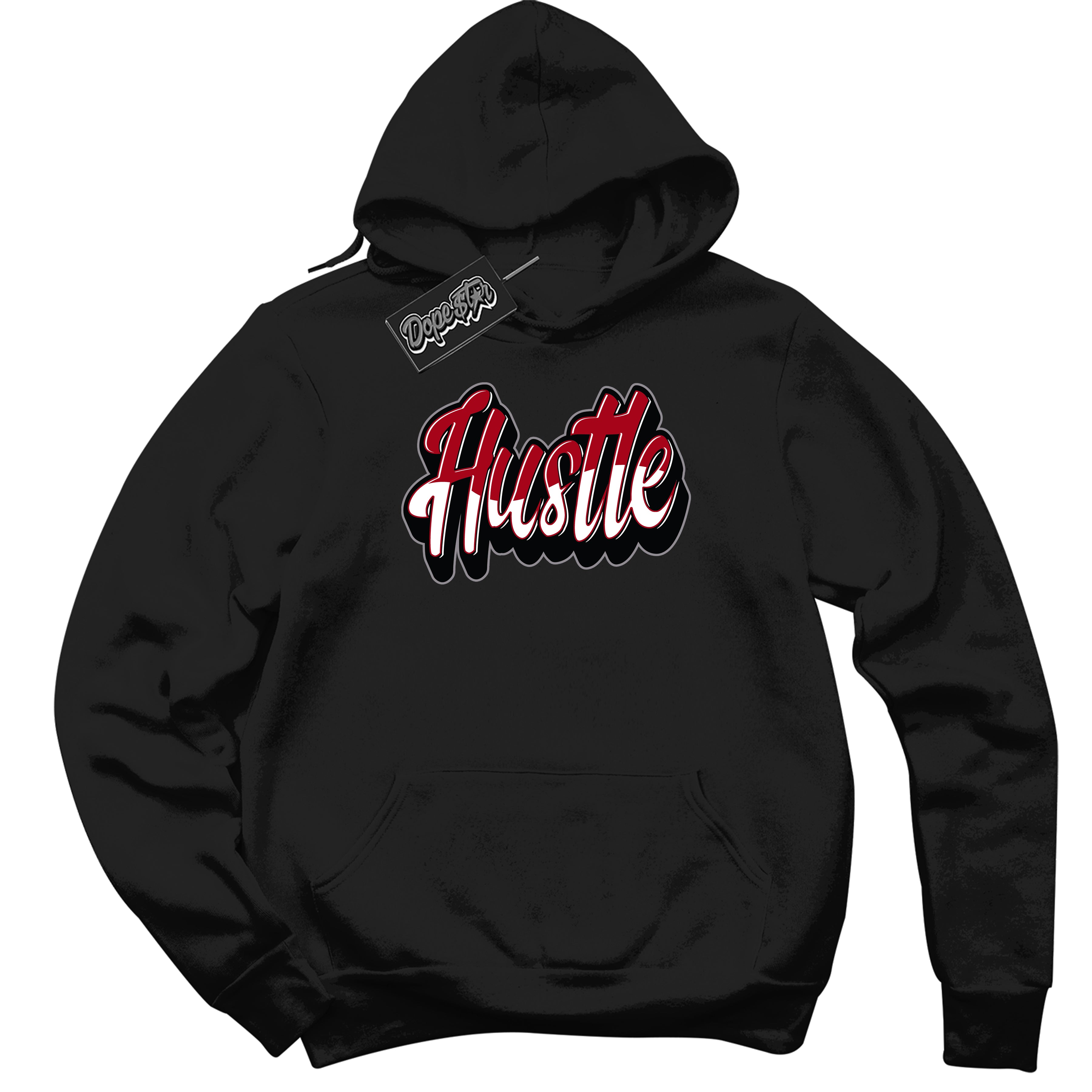 Cool Black Hoodie with “ Hustle ”  design that Perfectly Matches  Bred Reimagined 4s Jordans.