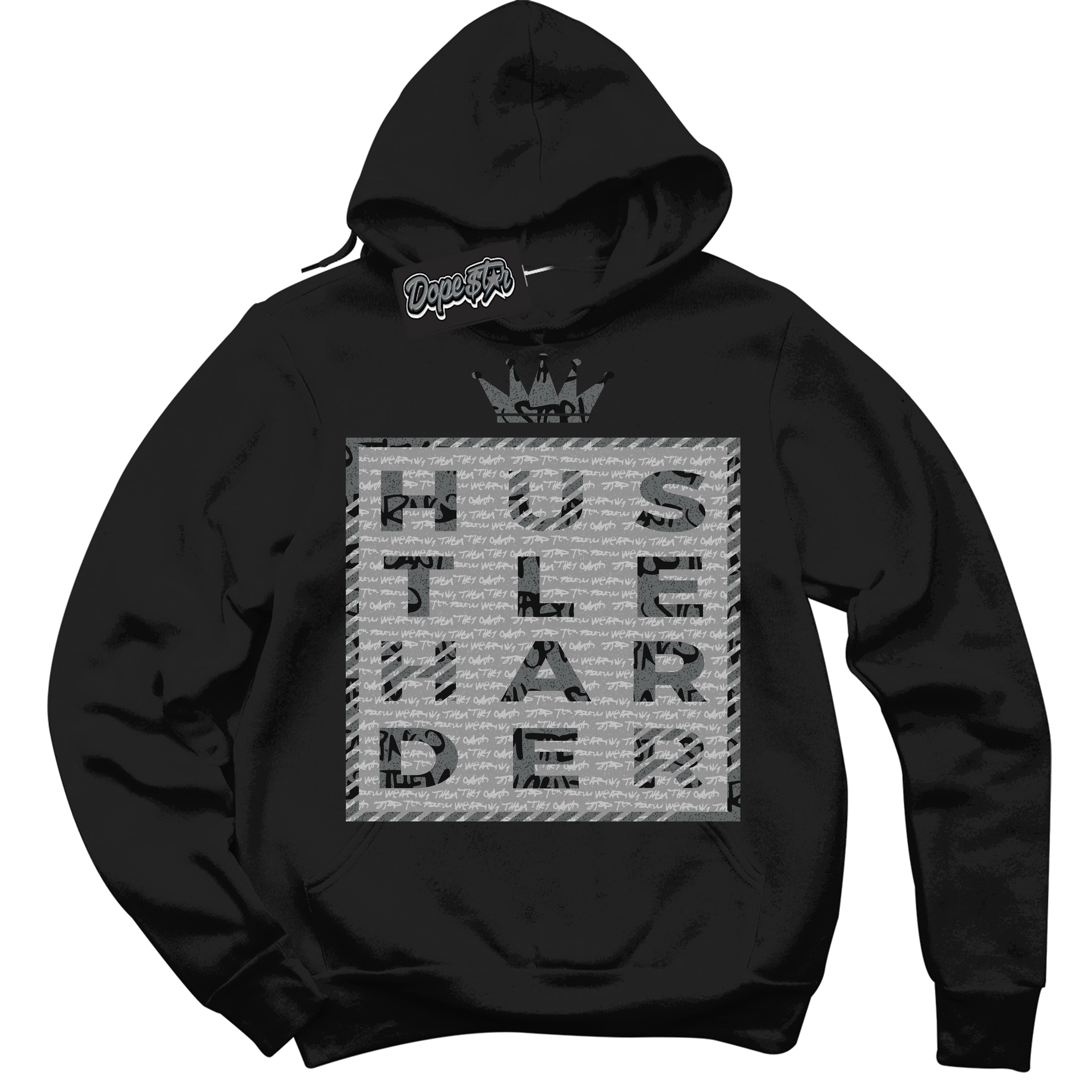 Cool Black Hoodie with “ Hustle Harder ”  design that Perfectly Matches Rebellionaire 1s Sneakers.