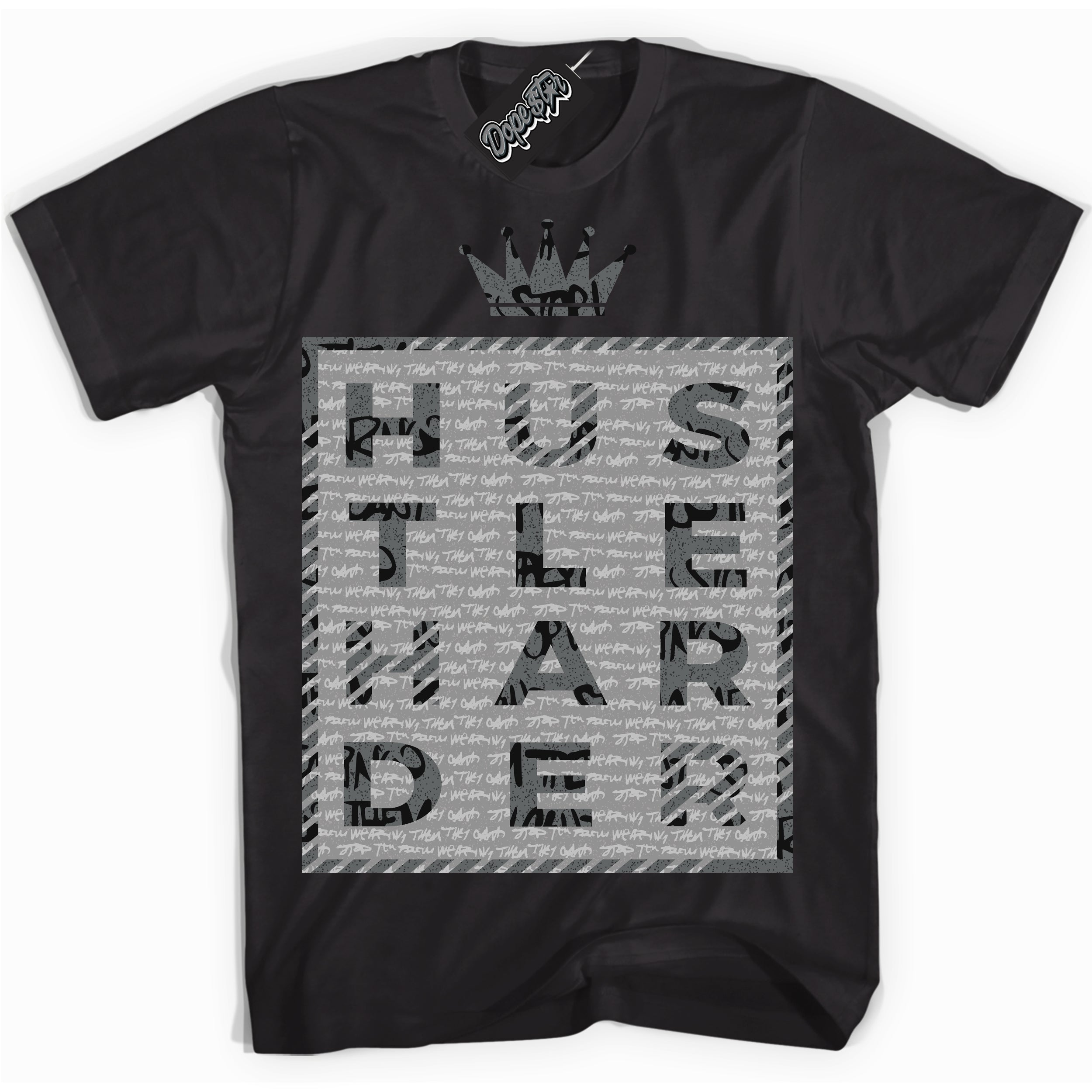 Cool Black Shirt with “ Hustle Harder ” design that perfectly matches Rebellionaire 1s Sneakers.