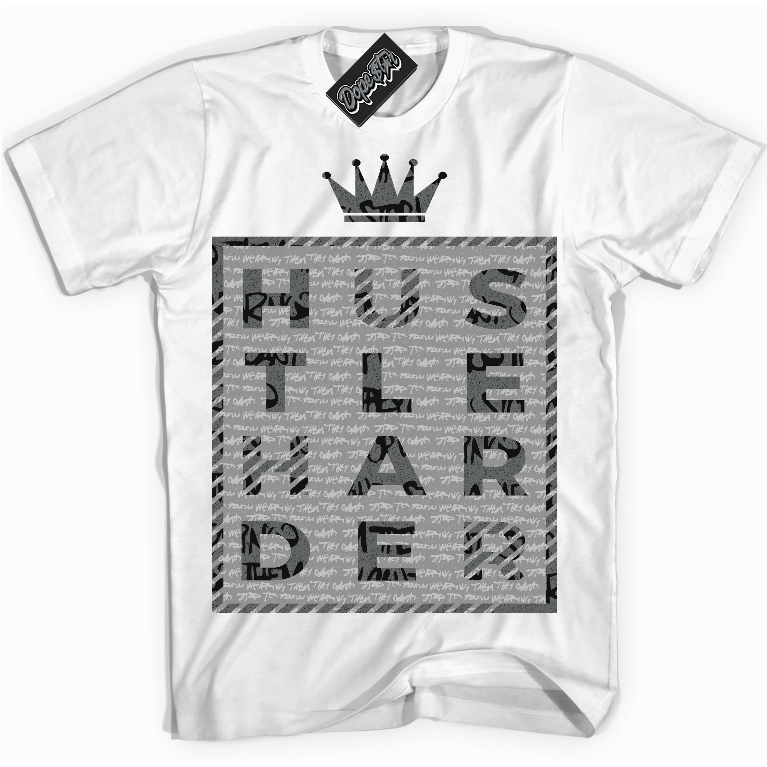 Cool White Shirt with “ Hustle Harder ” design that perfectly matches Rebellionaire 1s Sneakers.