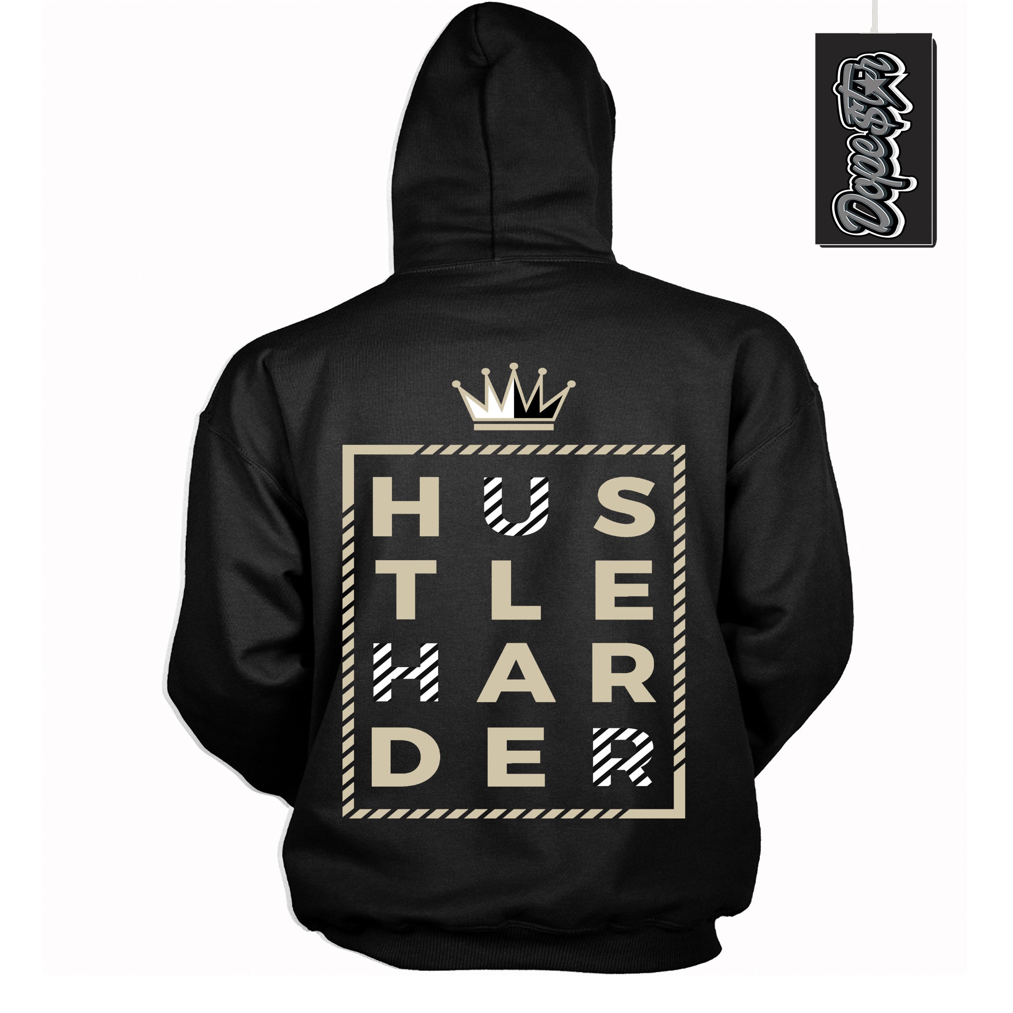 Cool Black Hoodie with “ Hustle Harder ”  design that Perfectly Matches  Gratitude 11s Sneakers.