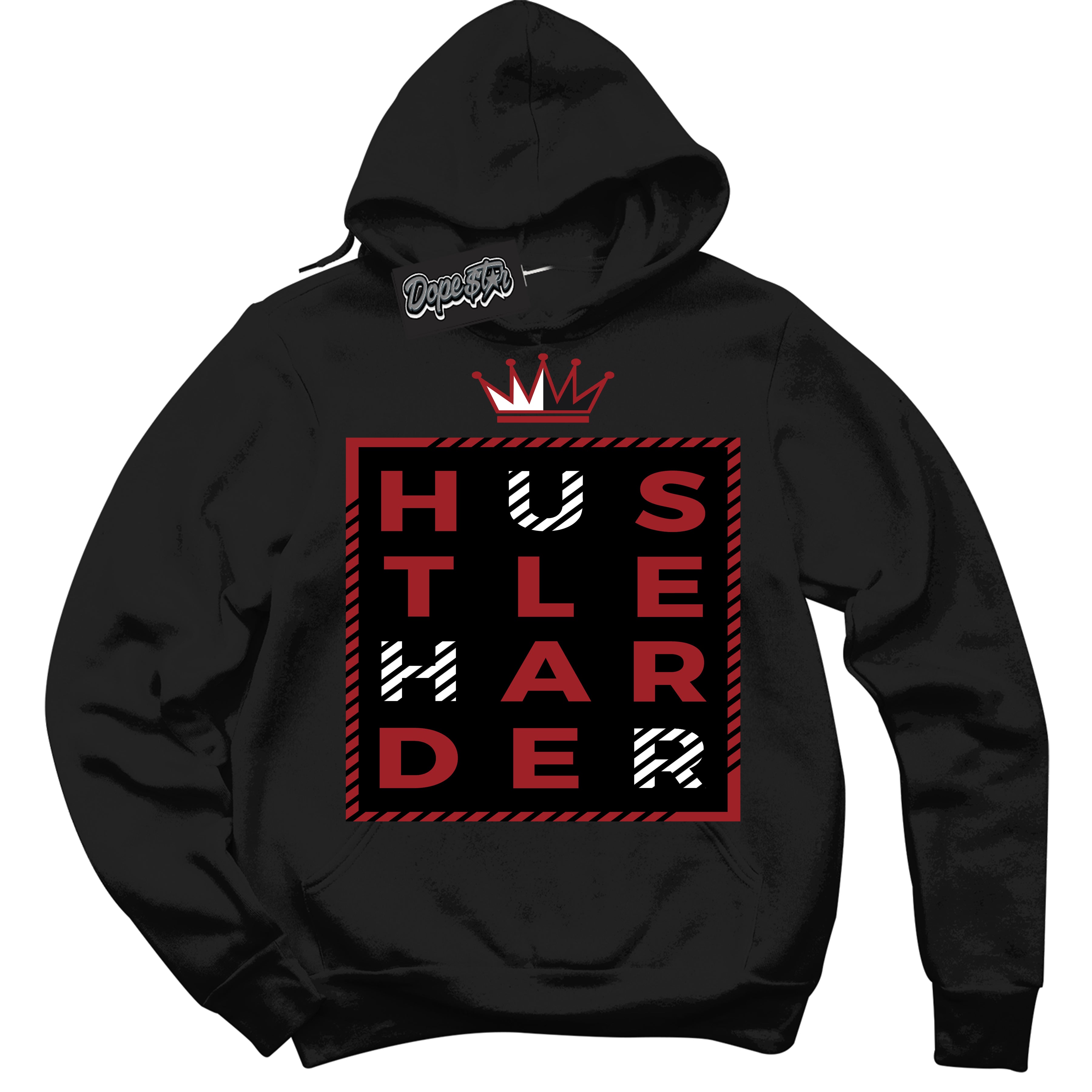 Cool Black Hoodie With “ Hustle Harder “ Design That Perfectly Matches Lost And Found 1s Sneakers