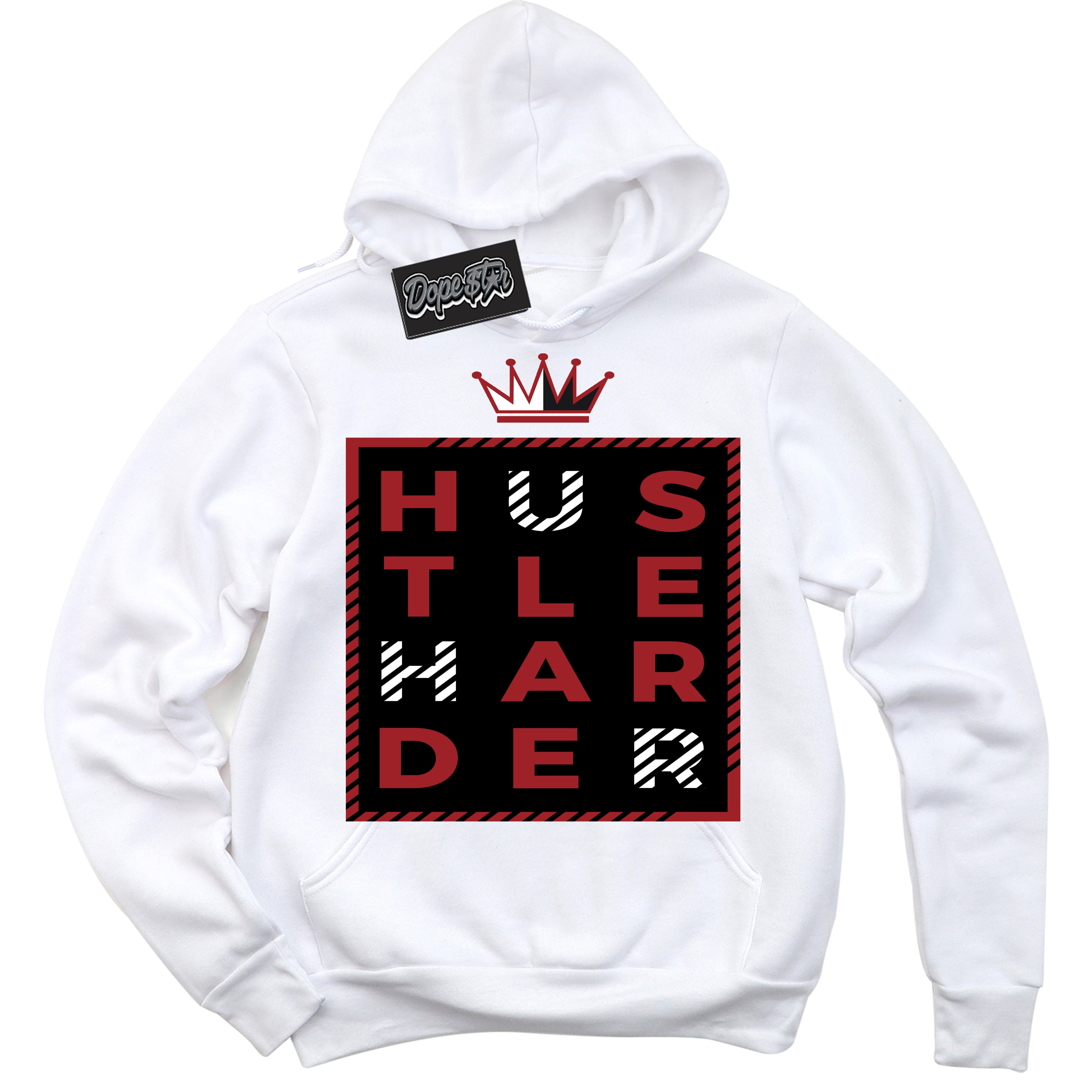 Cool White Hoodie With “ Hustle Harder “  Design That Perfectly Matches Lost And Found 1s Sneakers.