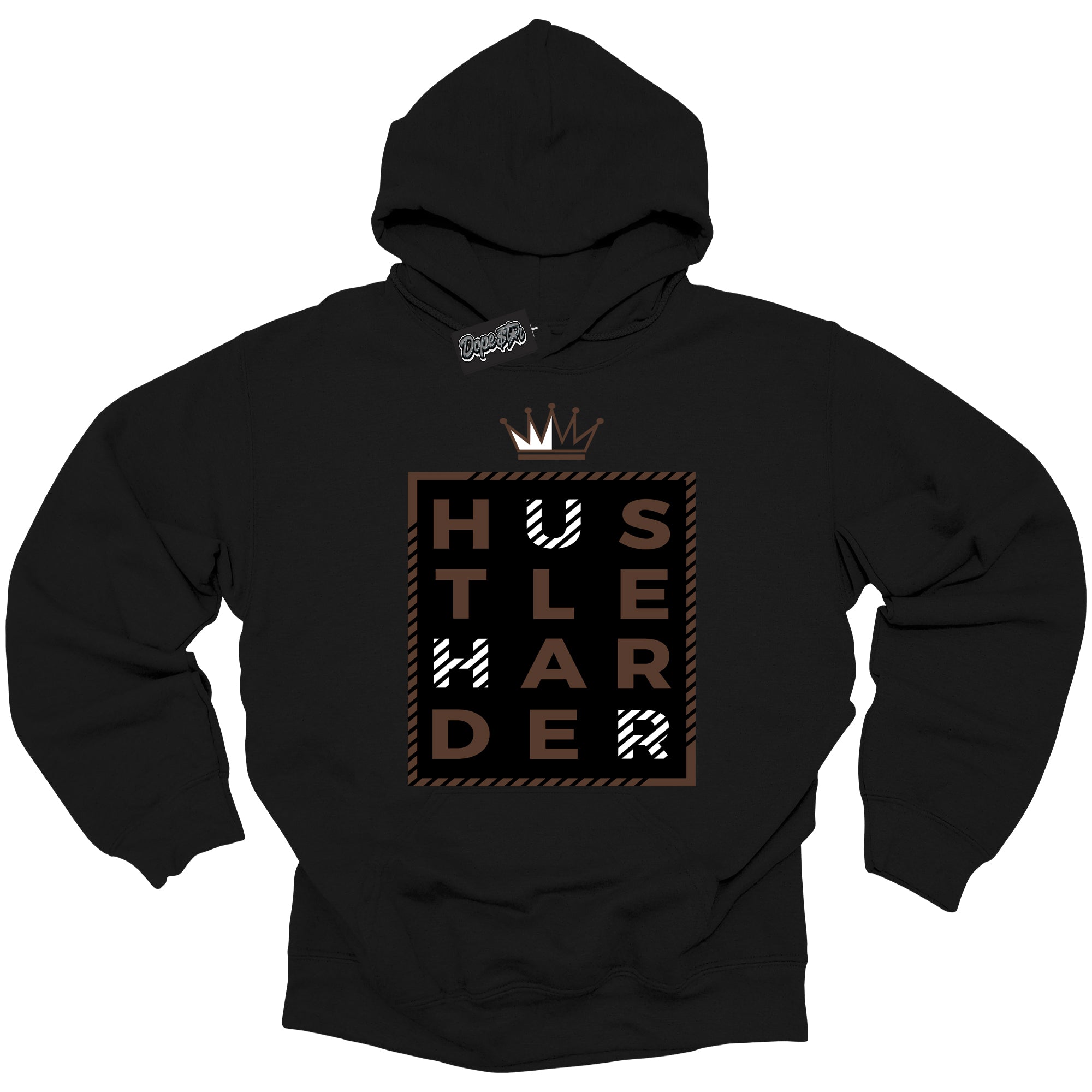 Cool Black Graphic DopeStar Hoodie with “ Hustle Harder “ print, that perfectly matches Palomino 1s sneakers