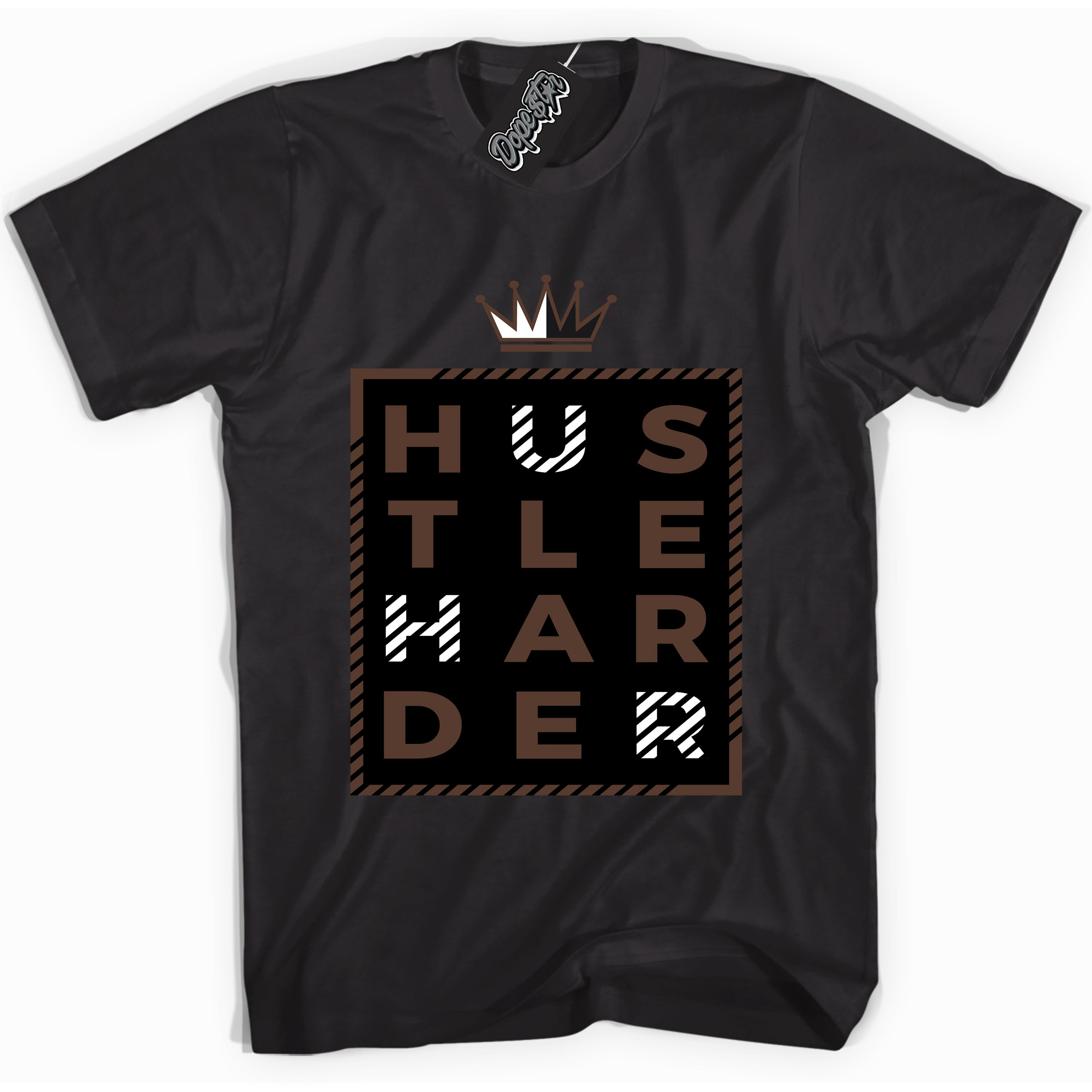 Cool Black graphic tee with “ Hustle Harder ” design, that perfectly matches Palomino 1s sneakers 