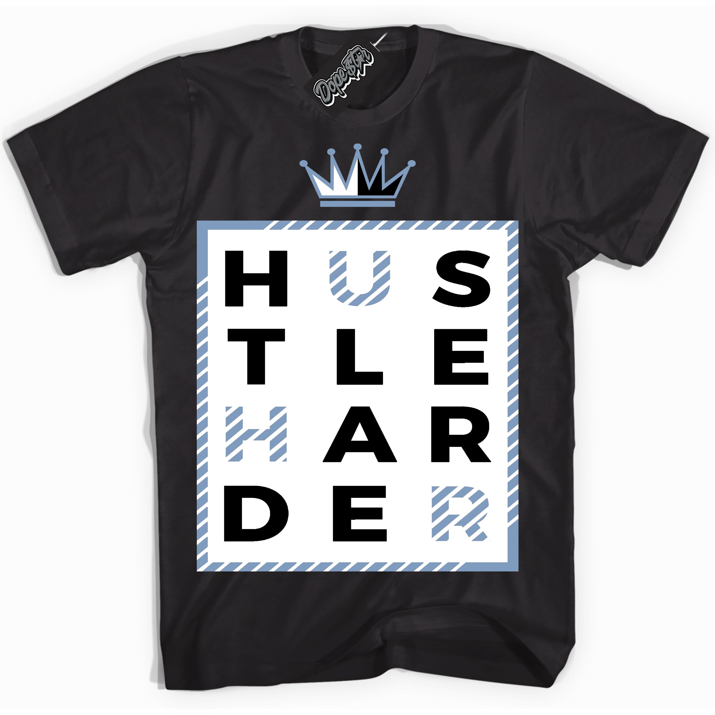 Cool Black Shirt with “ Hustle Harder” design that perfectly matches Reverse Oreo 6s Sneakers.