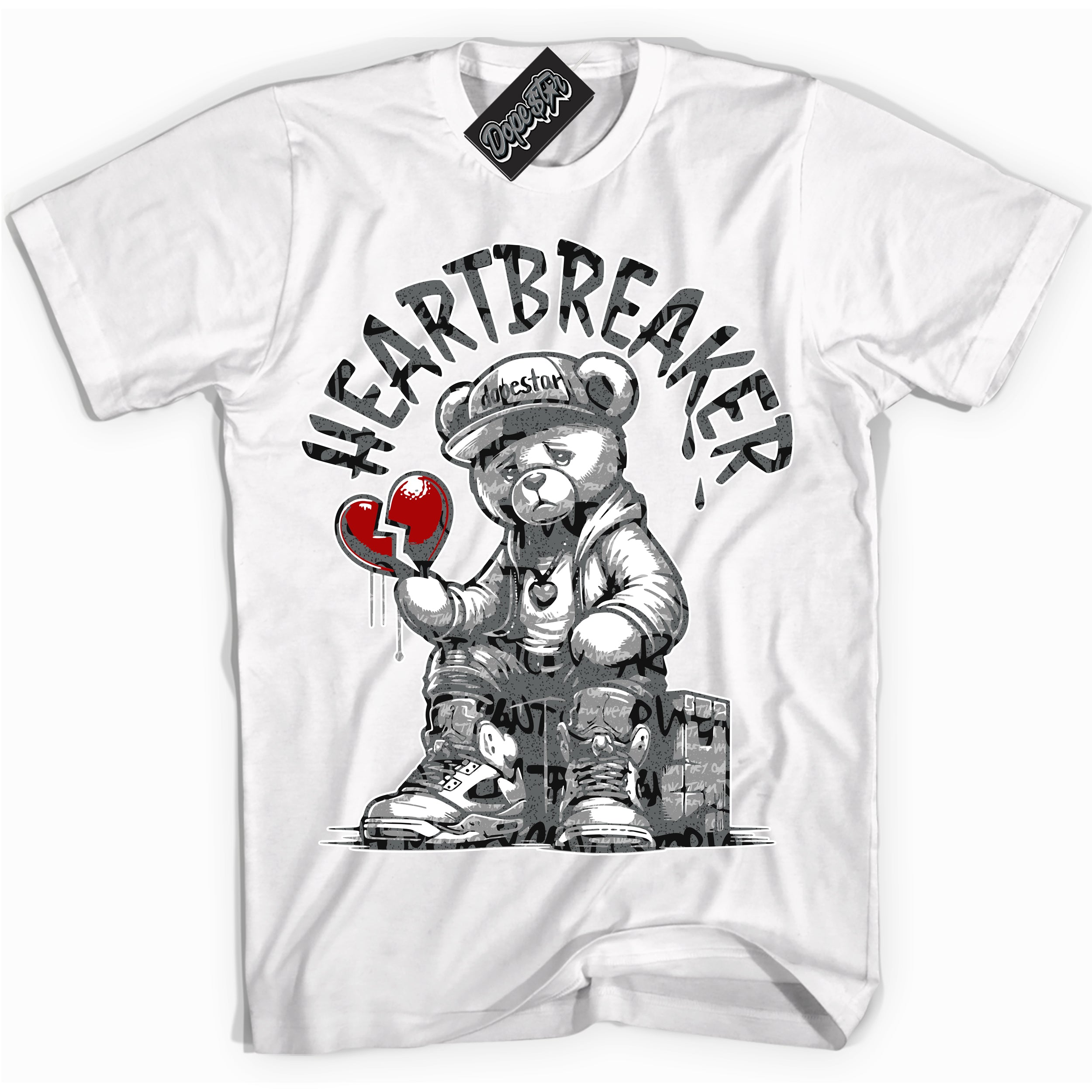 Cool White Shirt with “ Heartbreaker Bear ” design that perfectly matches Rebellionaire 1s Sneakers.
